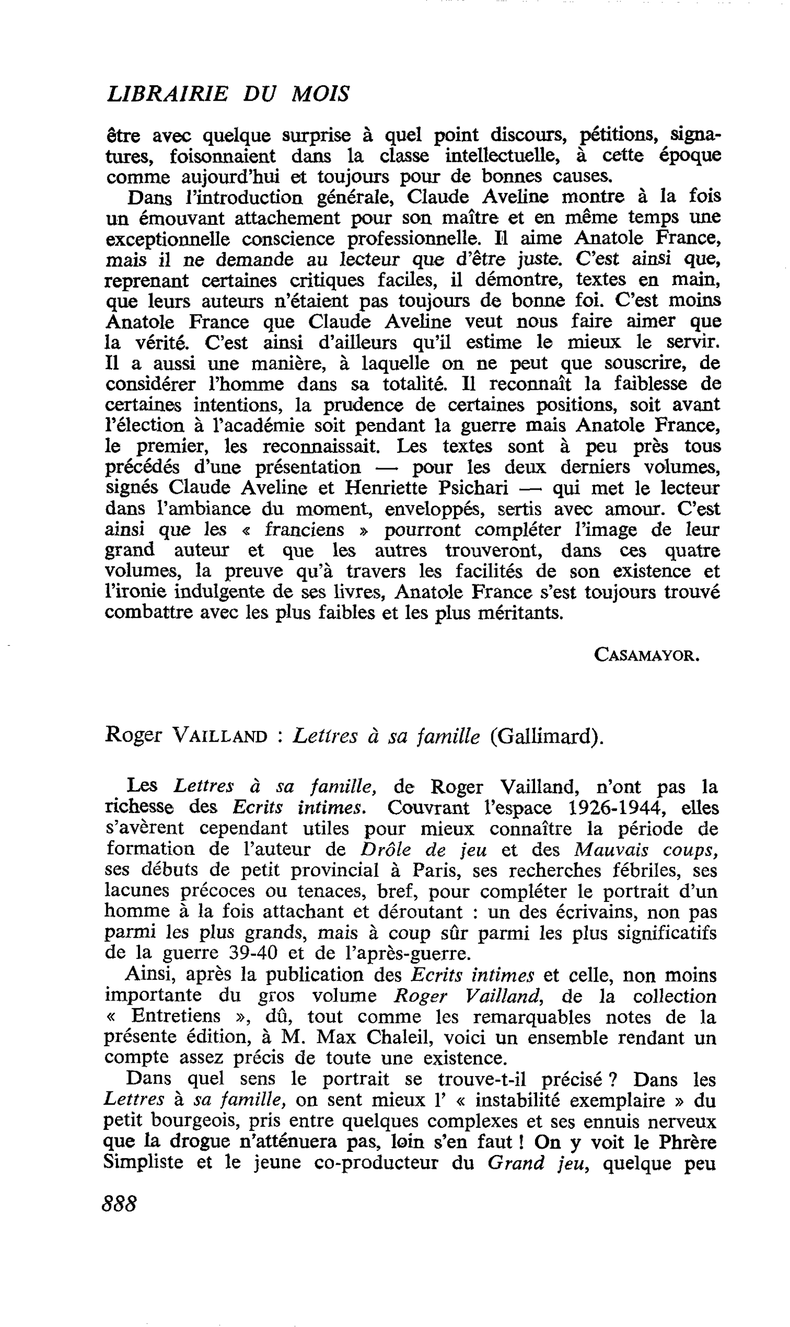 Roger Vailland : Lettres à sa famille