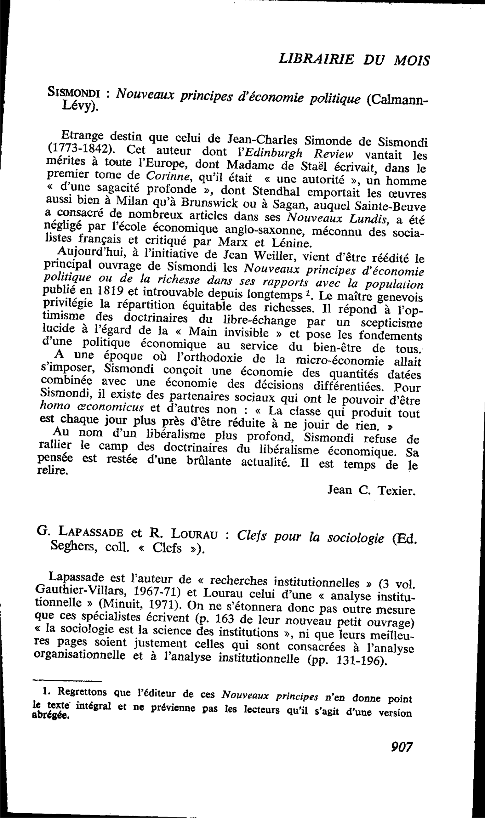 G. Lapassade et R. Lourau : Clefs pour la sociologie