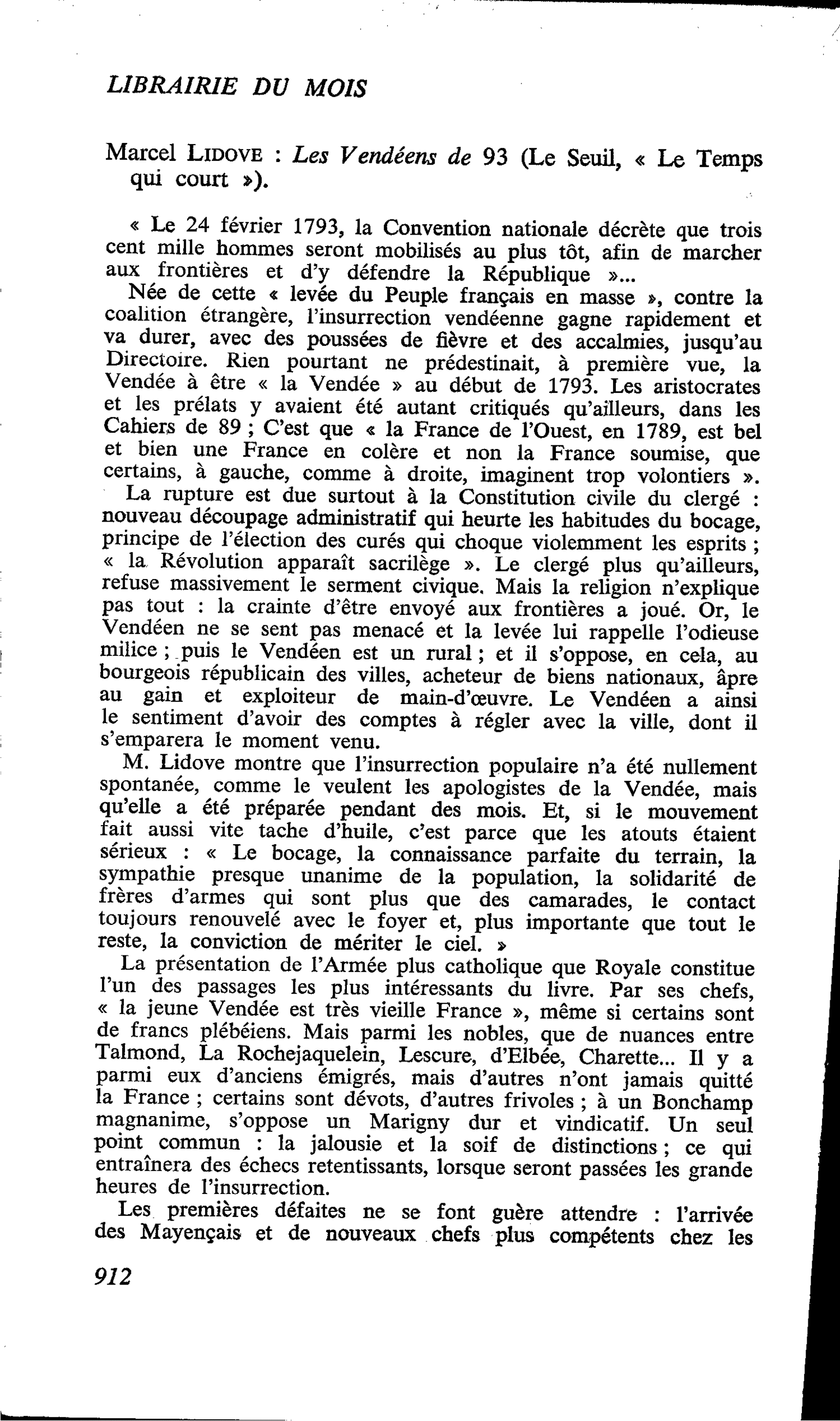 Marcel Lidove : Les Vendéens de 93