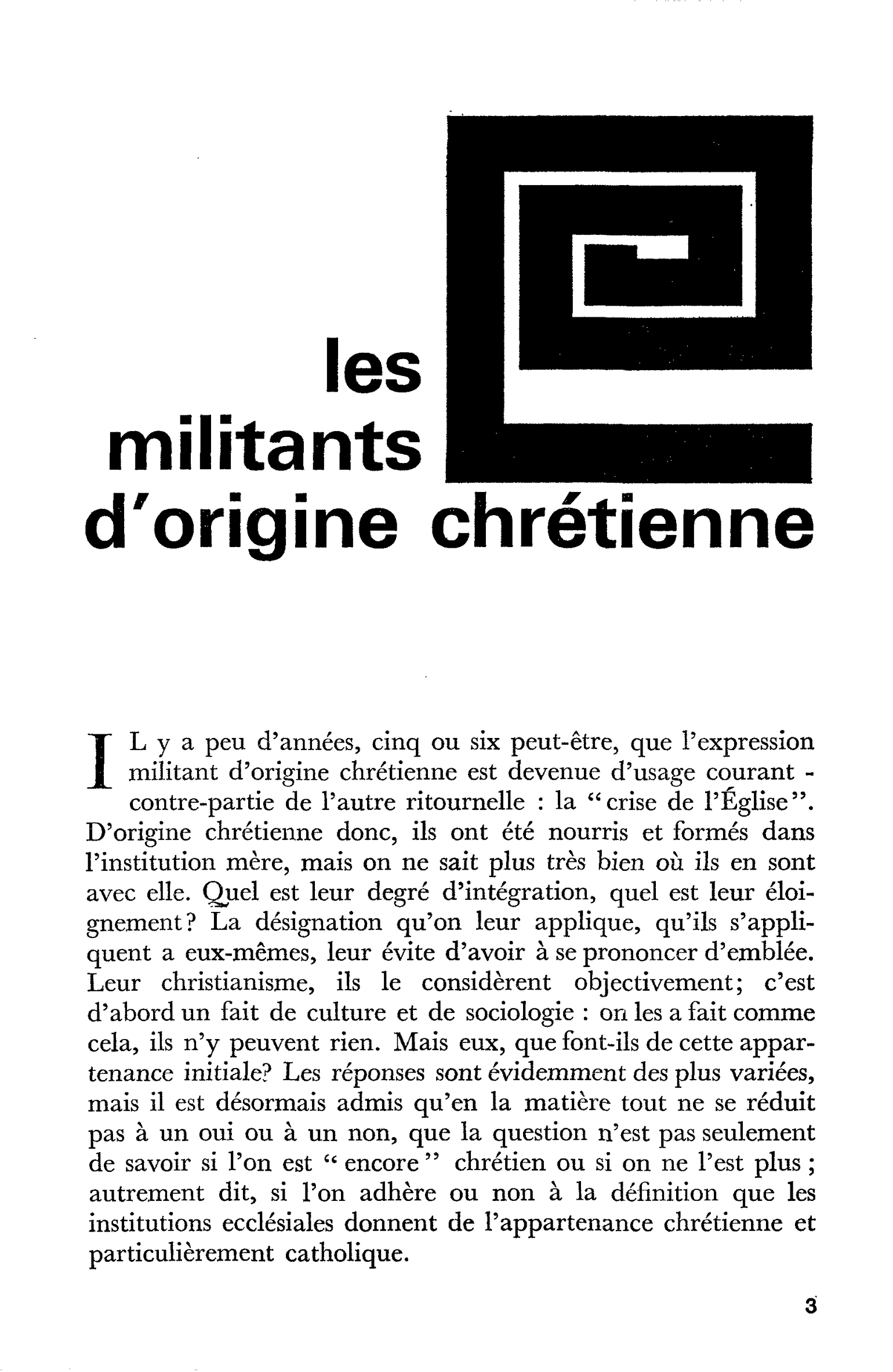 les militants d’origine chrétienne