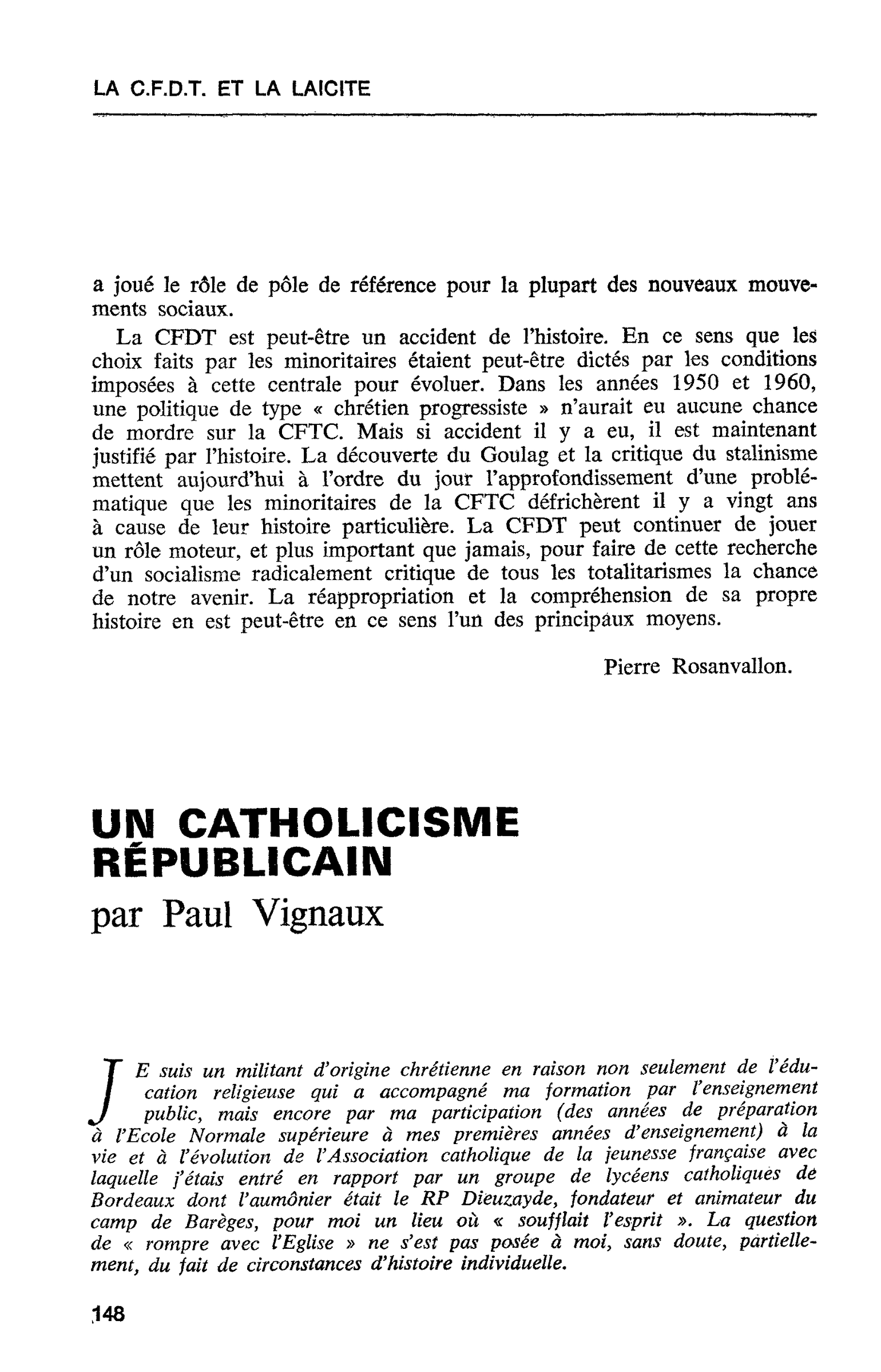 UN CATHOLICISME RÉPUBLICAIN
