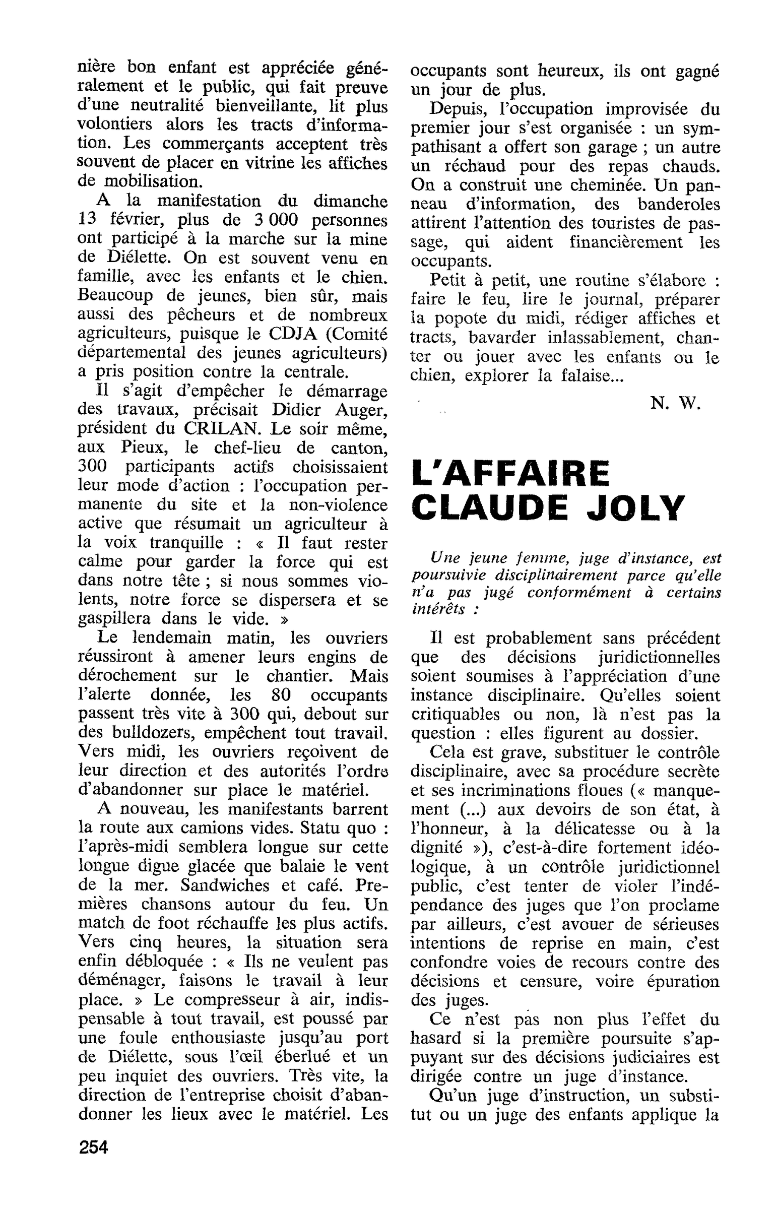 L’AFFAIRE CLAUDE JOLY