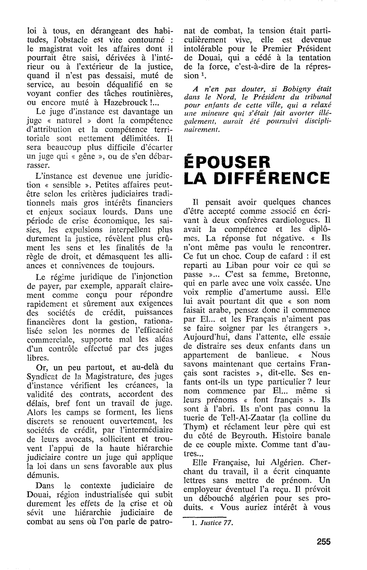 ÉPOUSER LA DIFFÉRENCE