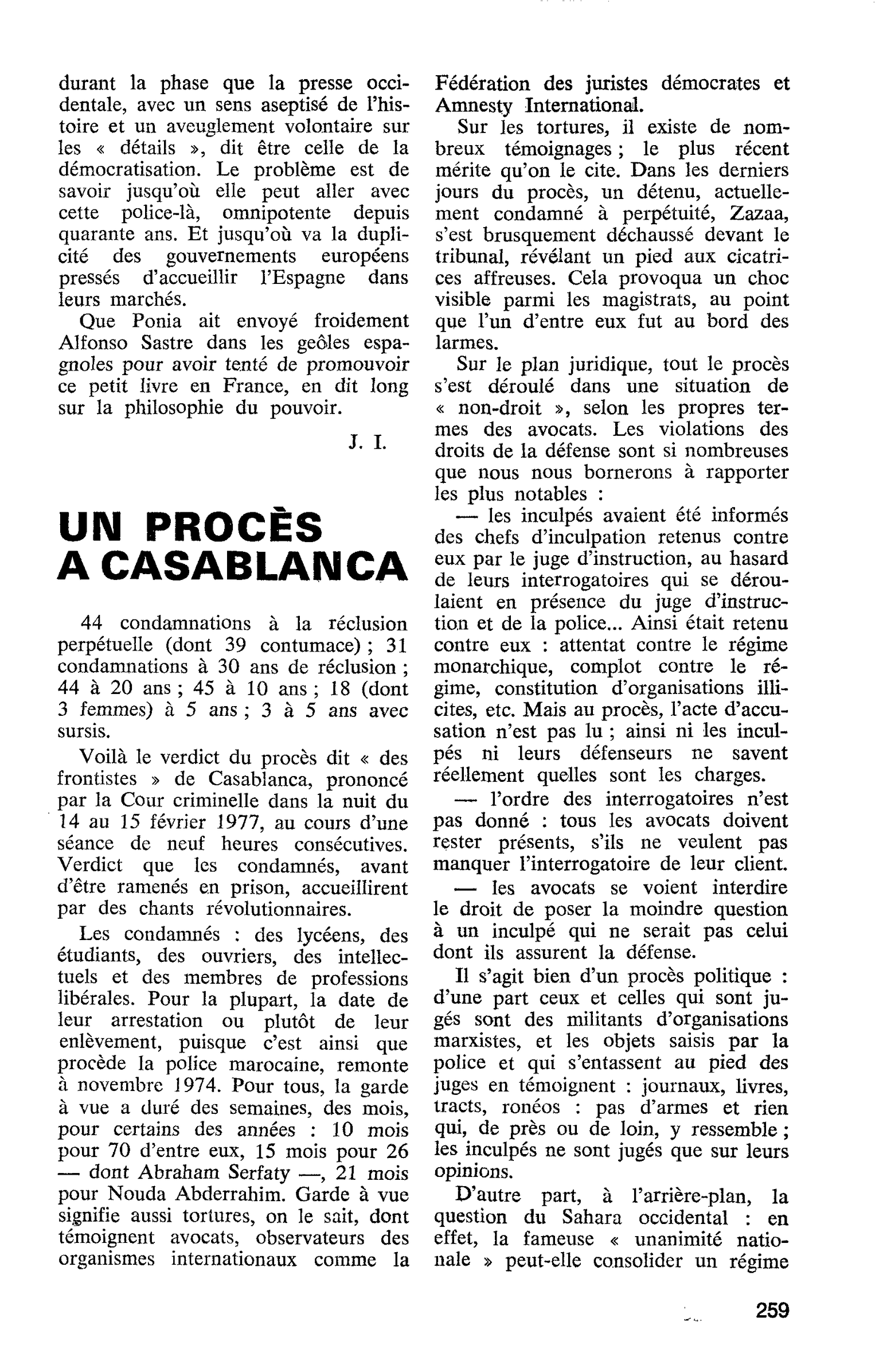 UN PROCÈS A CASABLANCA