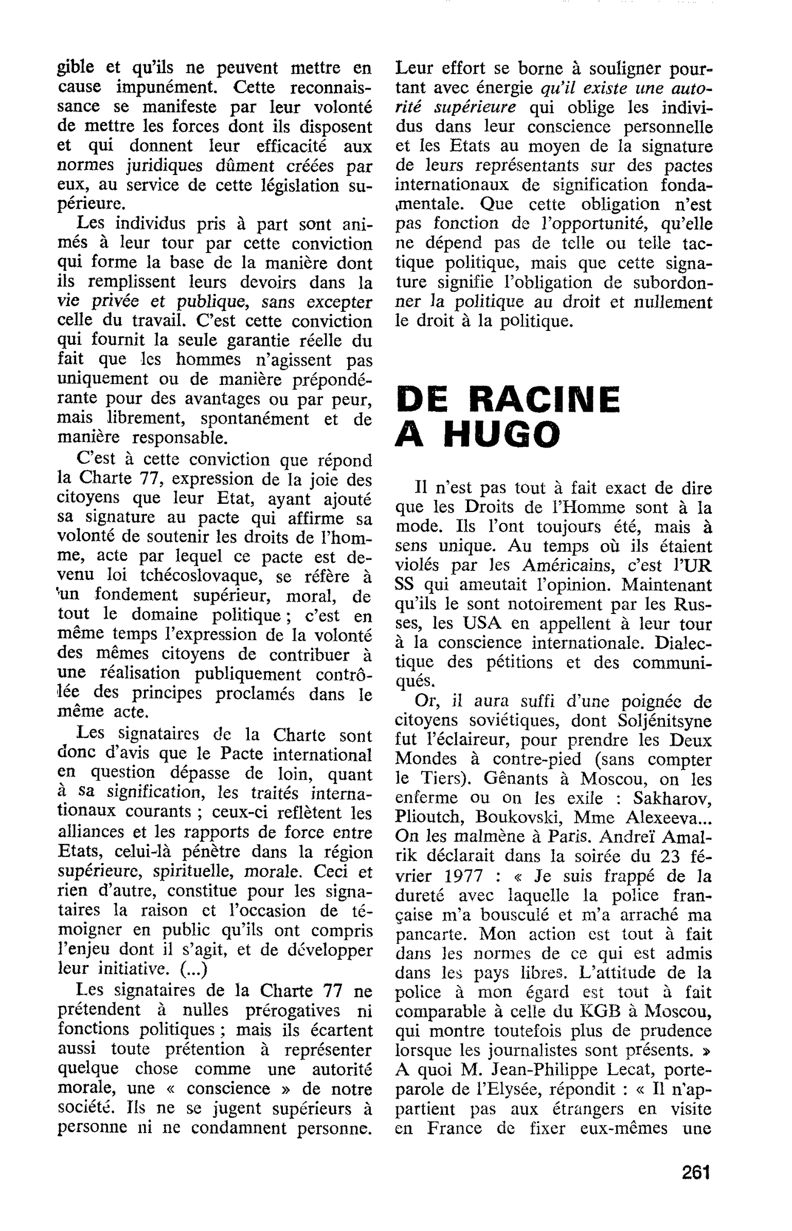 DE RACINE A HUGO