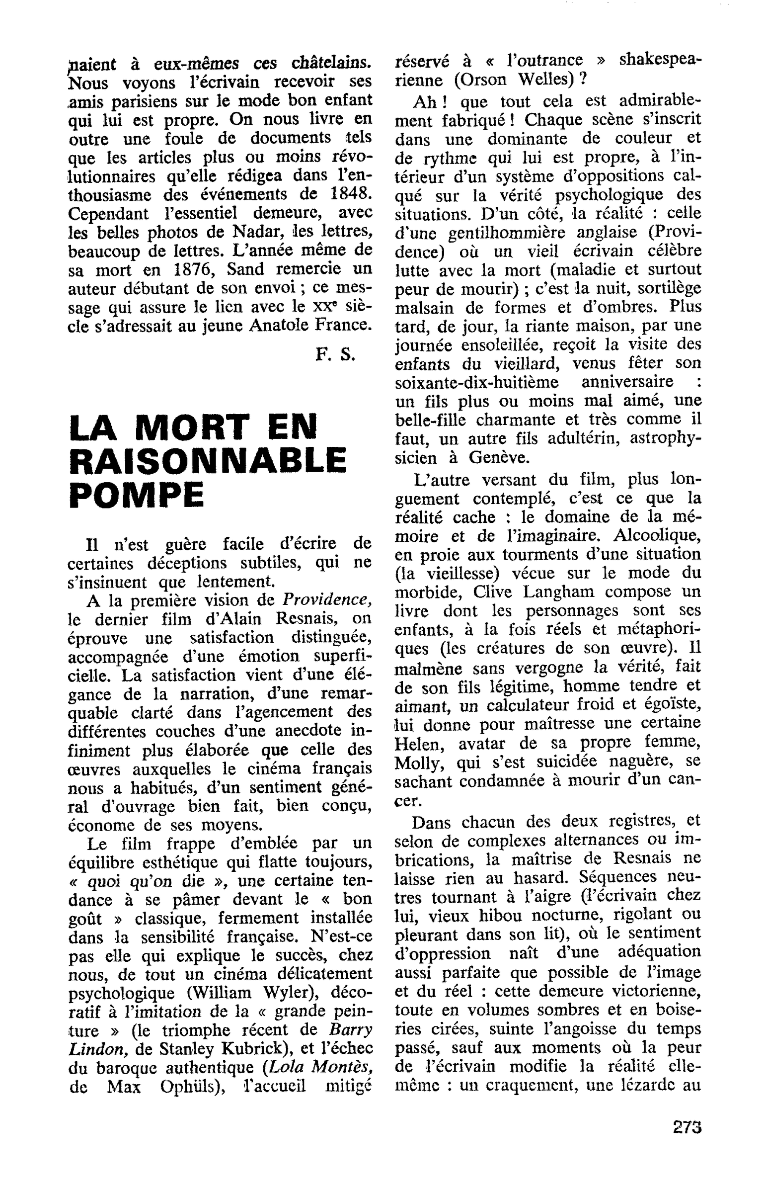 LA MORT EN RAISONNABLE POMPE