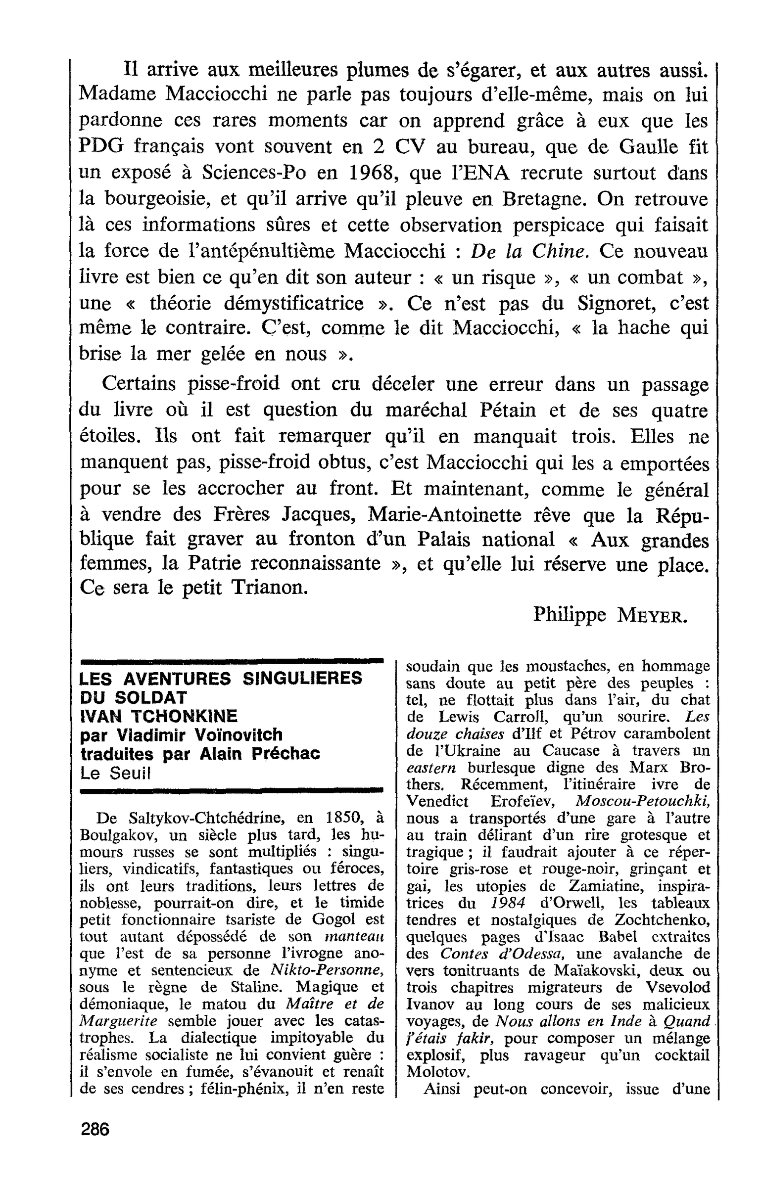 LES AVENTURES SINGULIERES DU SOLDAT IVAN TCHONKINE, par Vladimir Voïnovitch