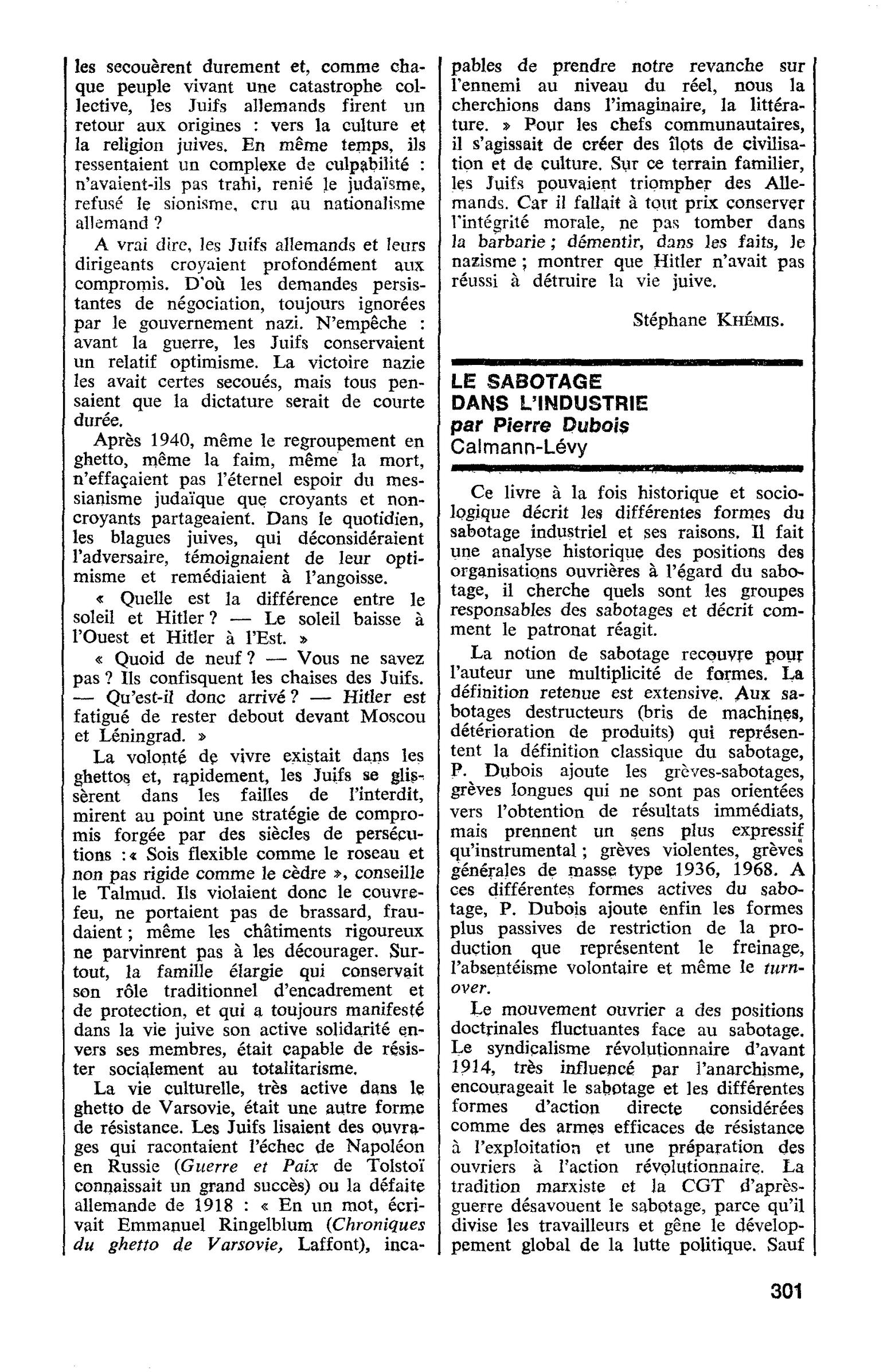 LE SABOTAGE DANS L’INDUSTRIE, par Pierre Dubois