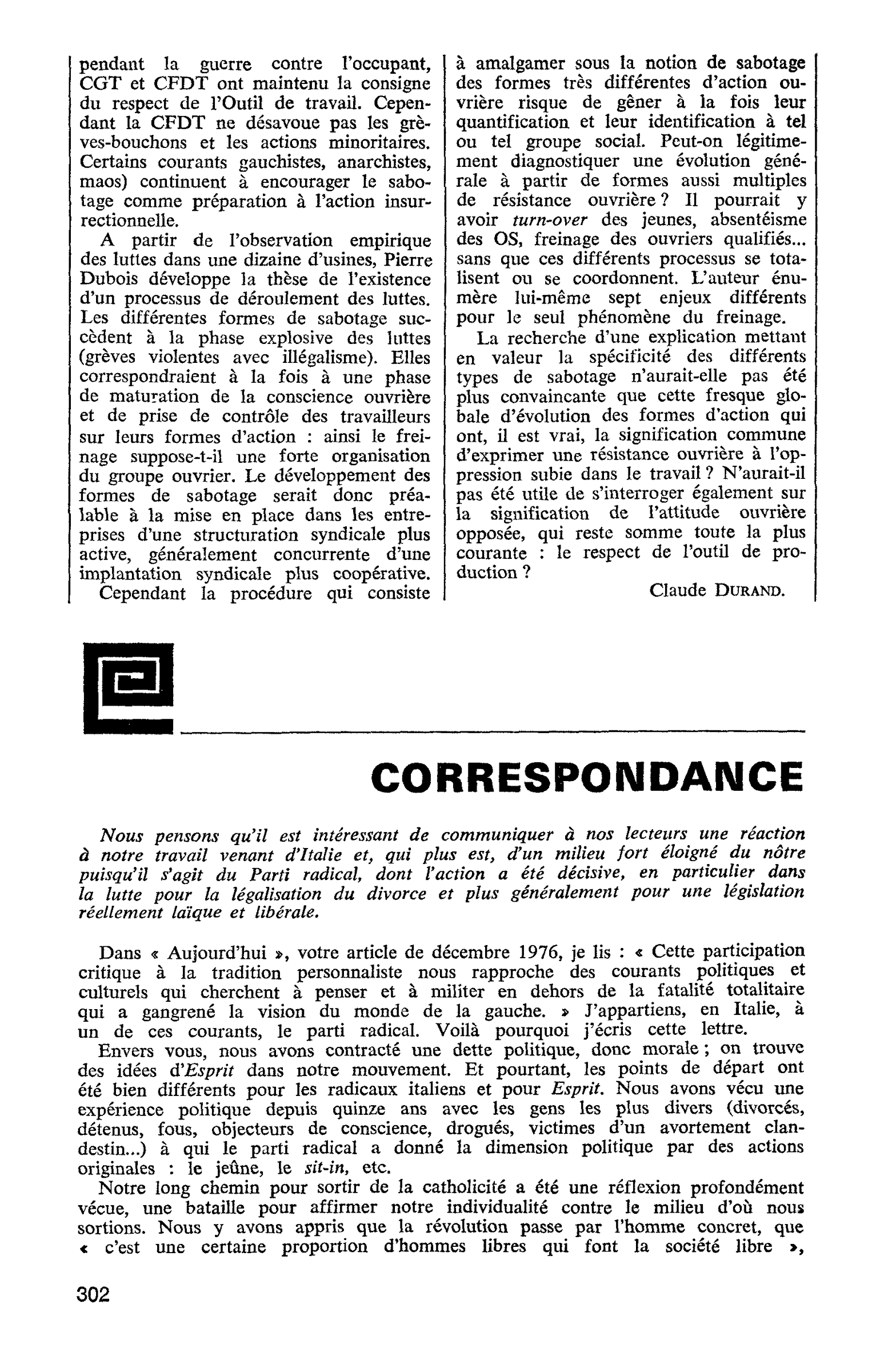 Correspondance