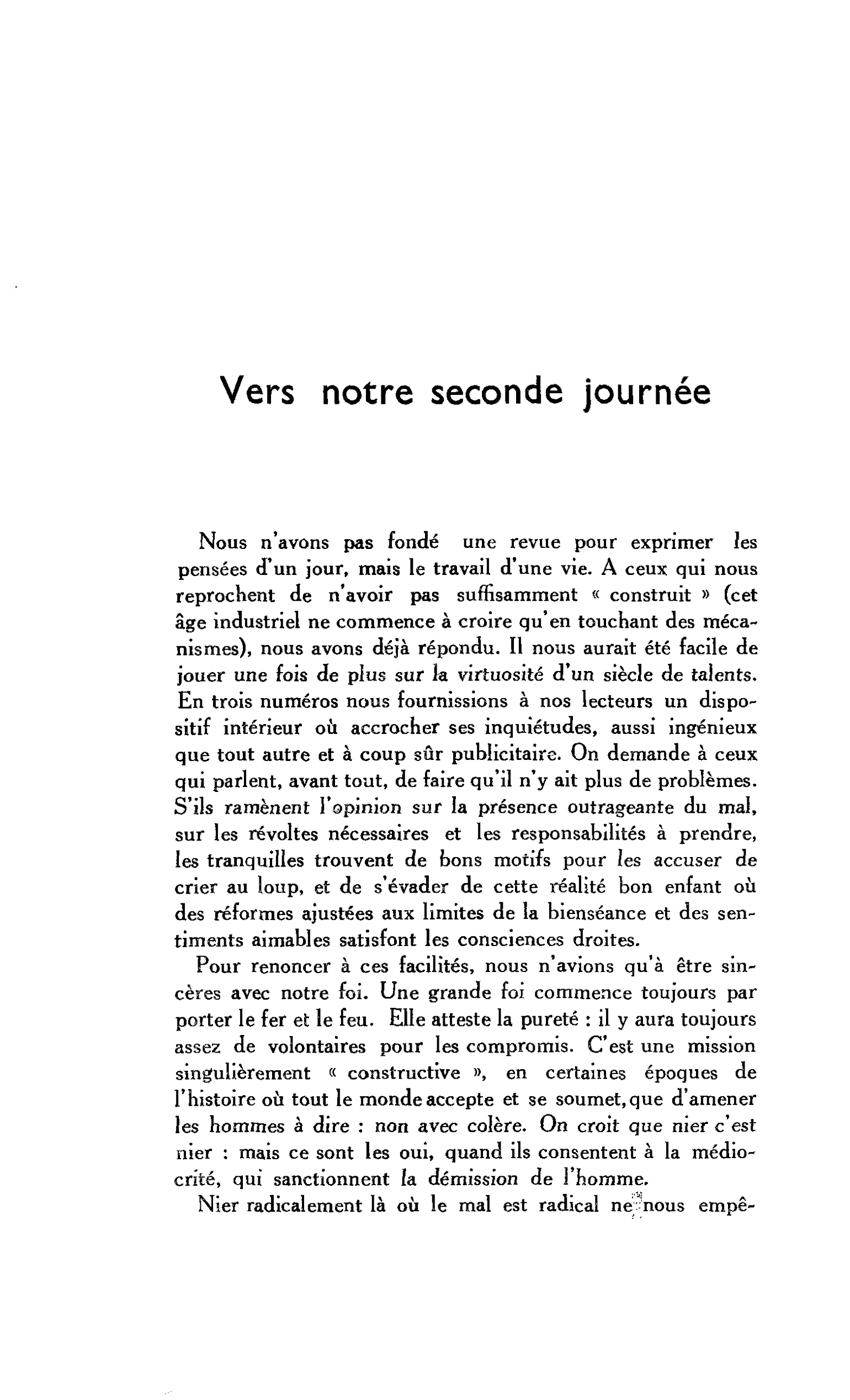 Vers notre seconde journée