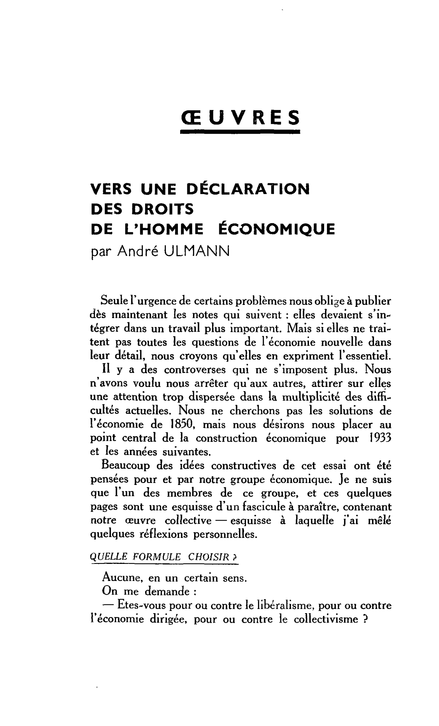 VERS UNE DÉCLARATION DES DROITS DE L’HOMME ÉCONOMIQUE