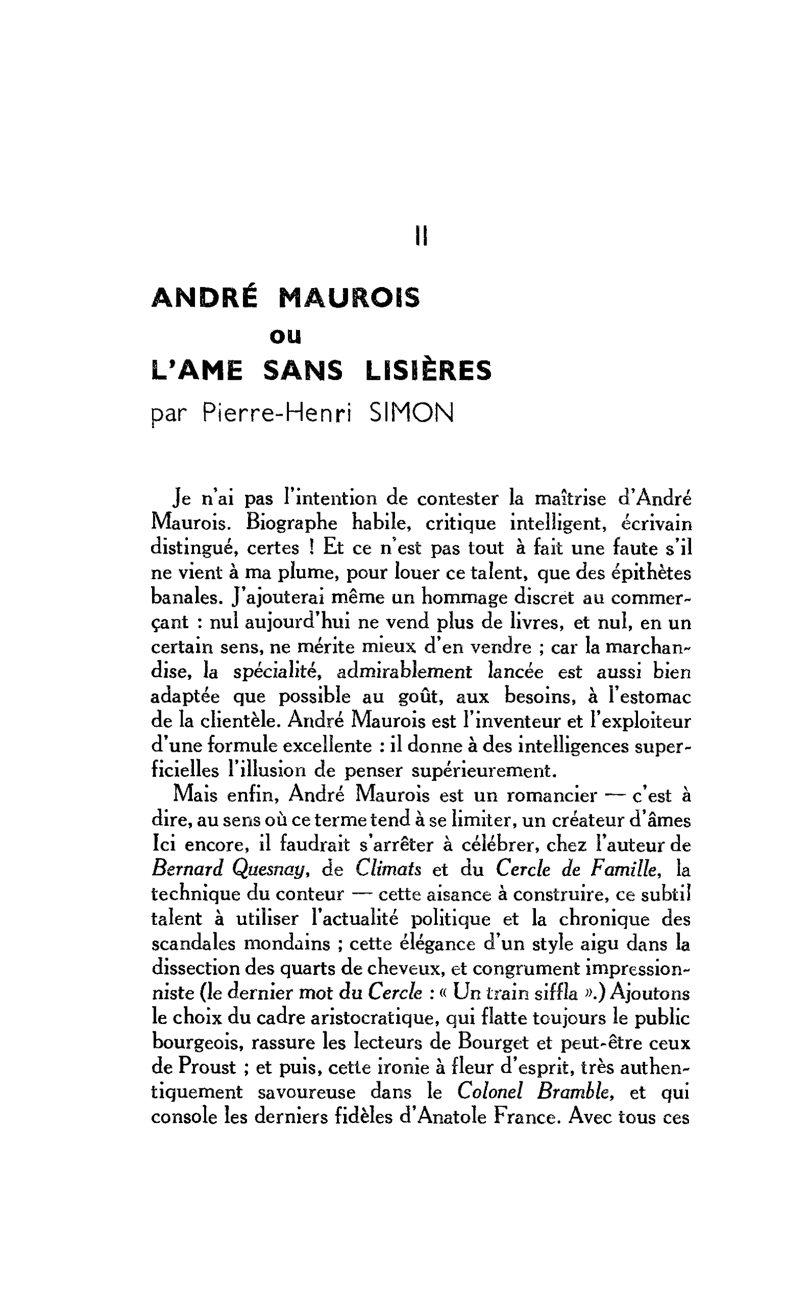 ANDRÉ MAUROIS ou L’AME SANS LISIÈRES