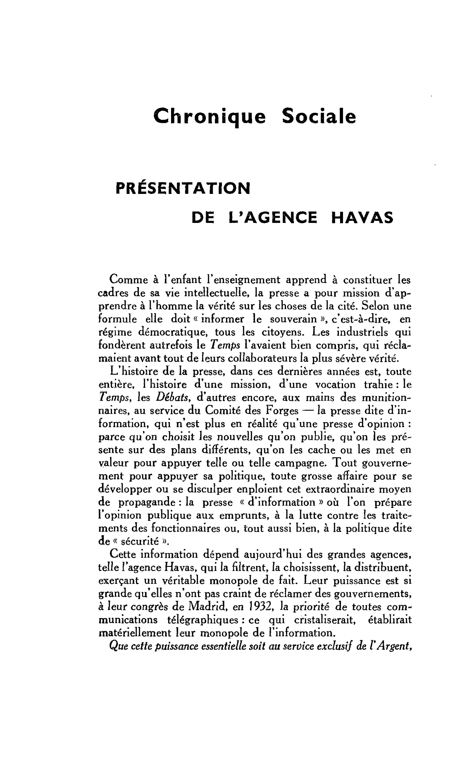PRÉSENTATION DE L’AGENCE HAVAS