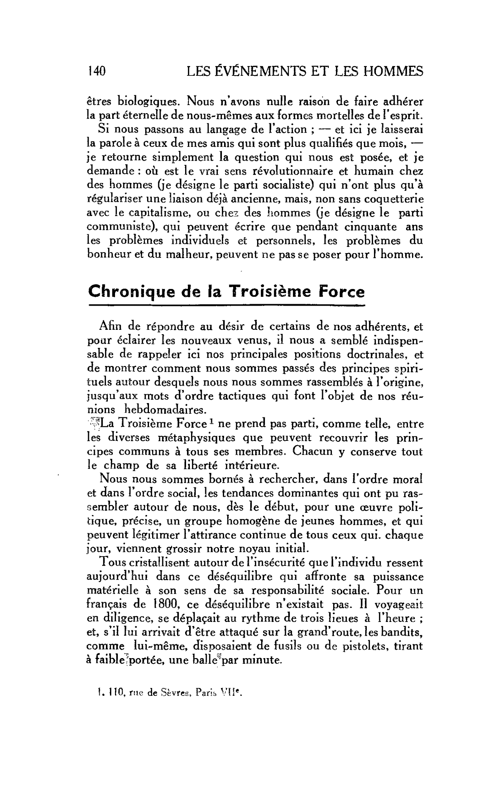 LA CITÉ : Chronique de la Troisième Force
