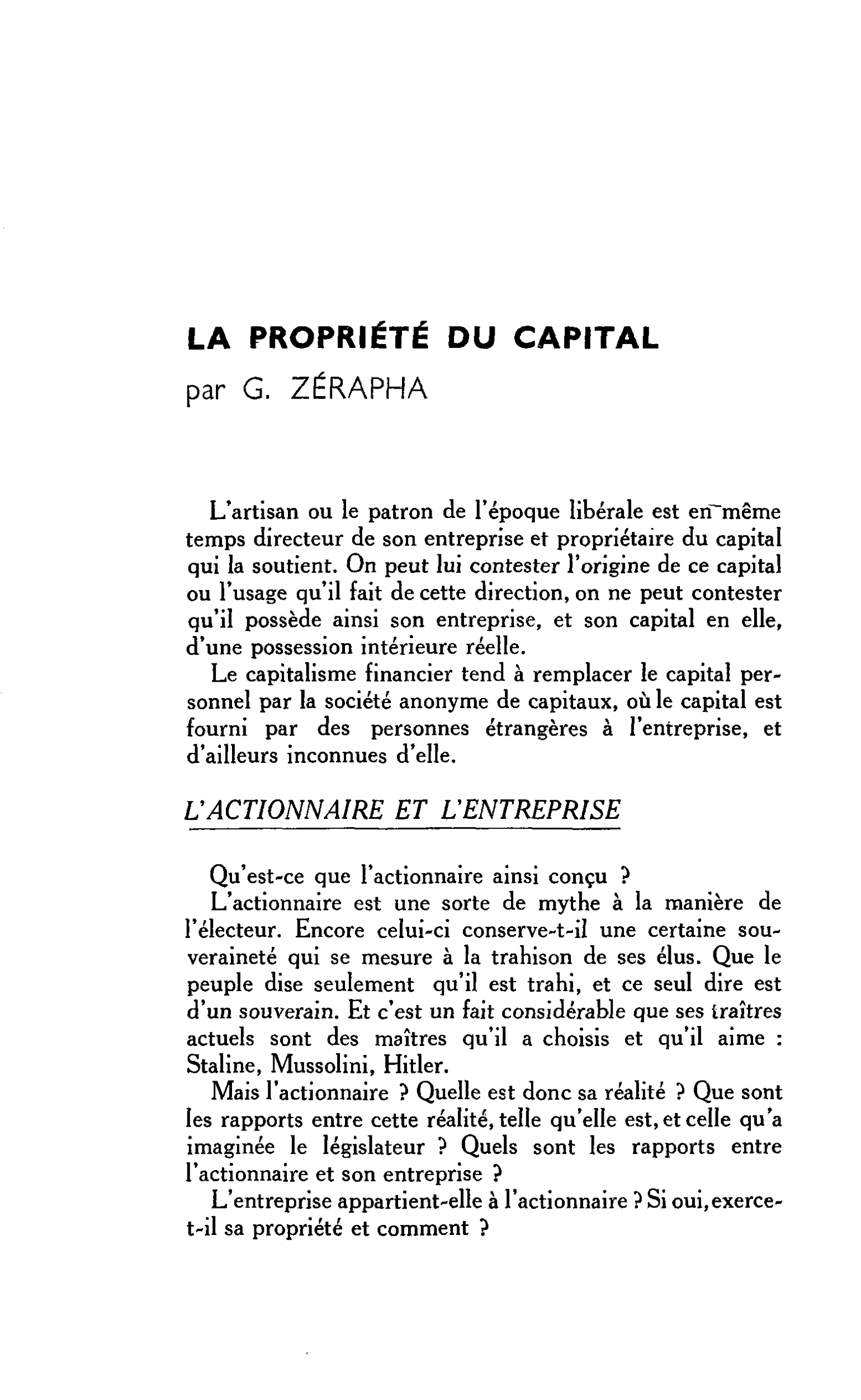 LA PROPRIÉTÉ DU CAPITAL
