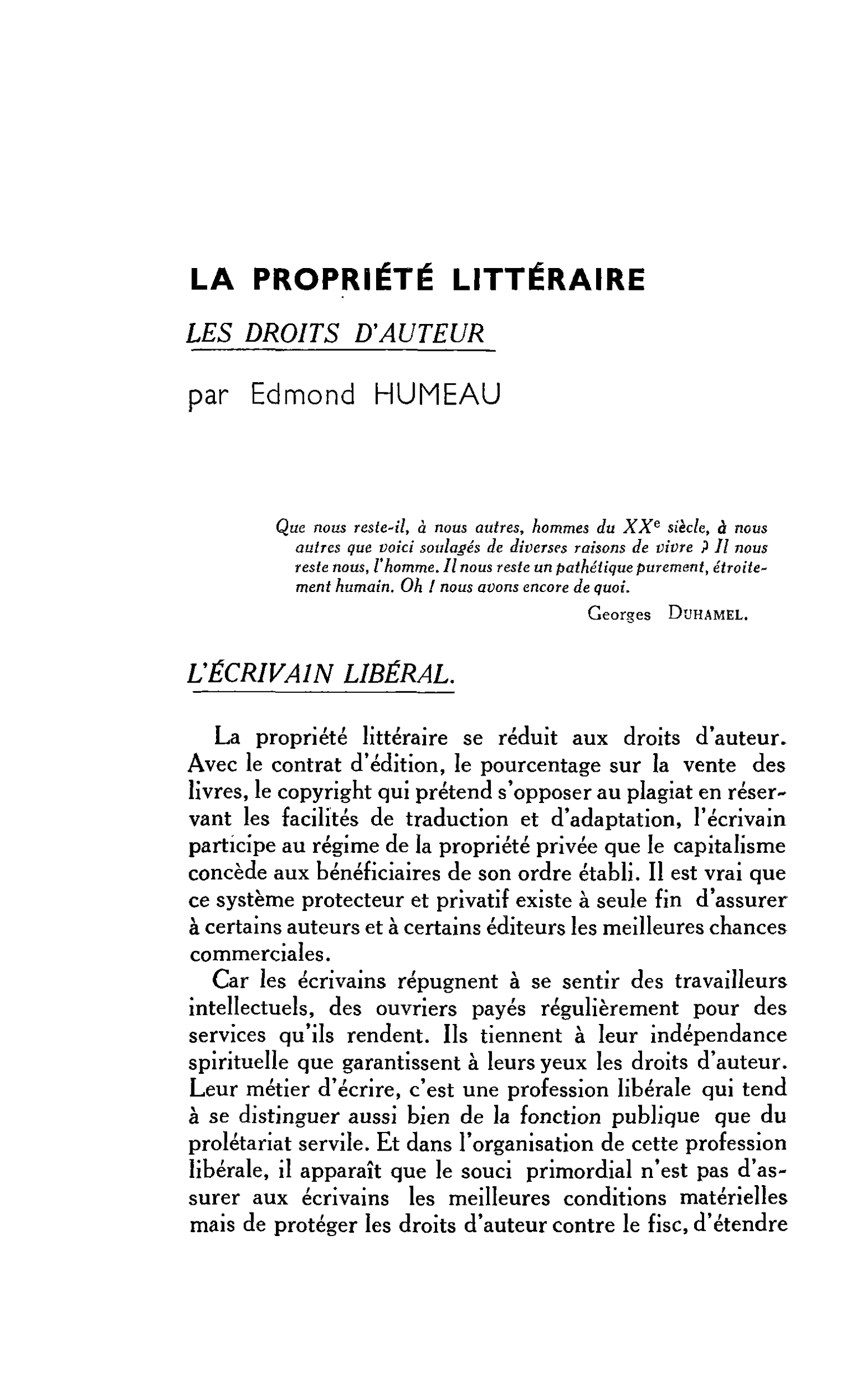 LA PROPRIÉTÉ LITTÉRAIRE LES DROITS D’AUTEUR