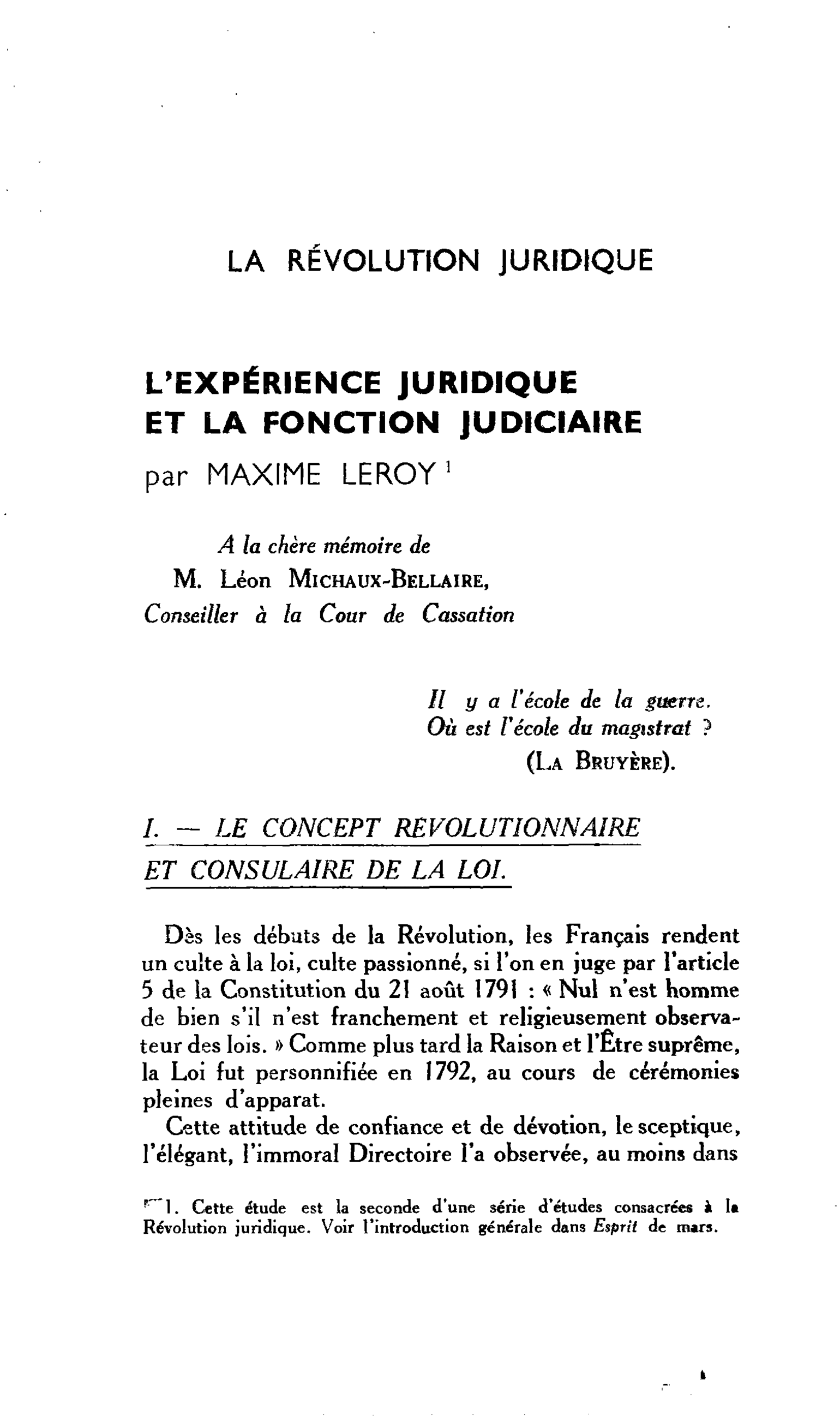 LA RÉVOLUTION JURIDIQUE L’EXPÉRIENCE JURIDIQUE ET LA FONCTION JUDICIAIRE