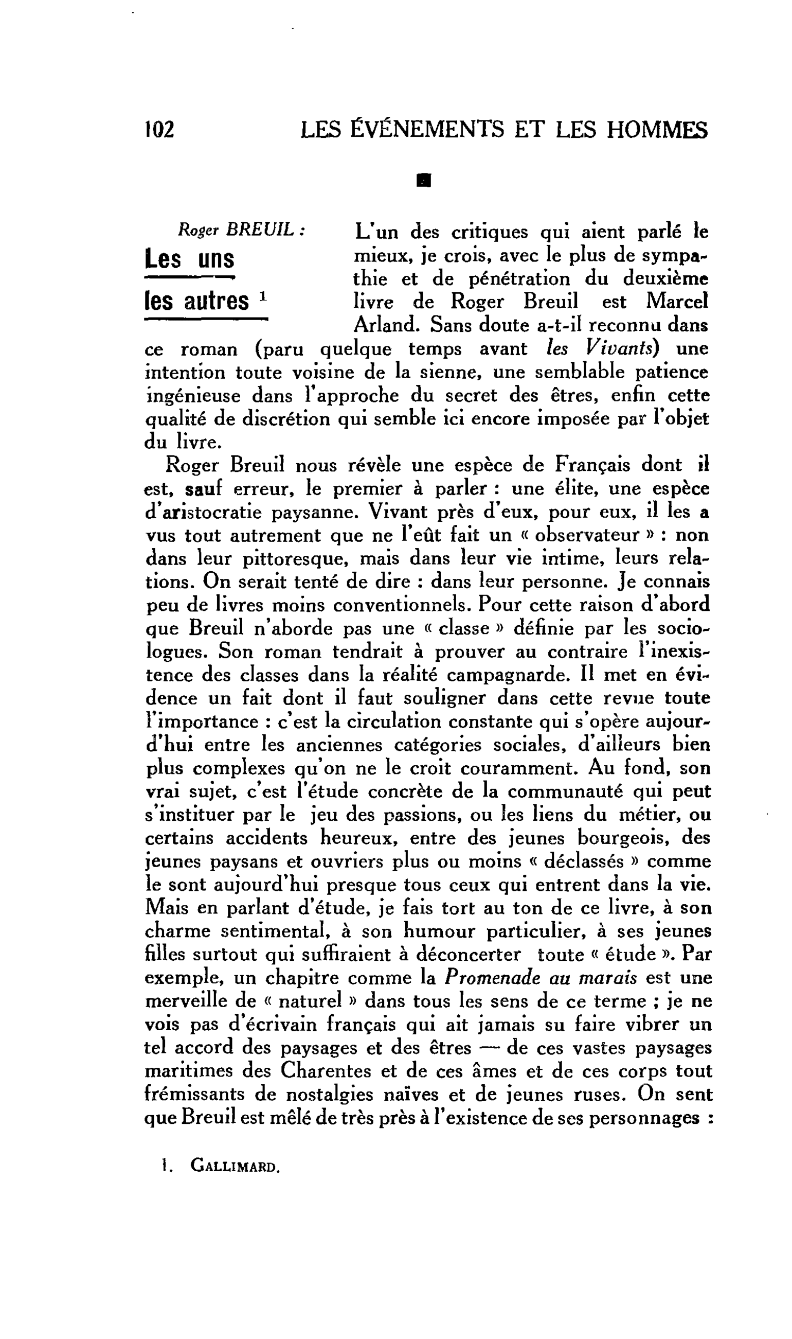LES LETTRES : Roger BREUIL : Les uns les autres