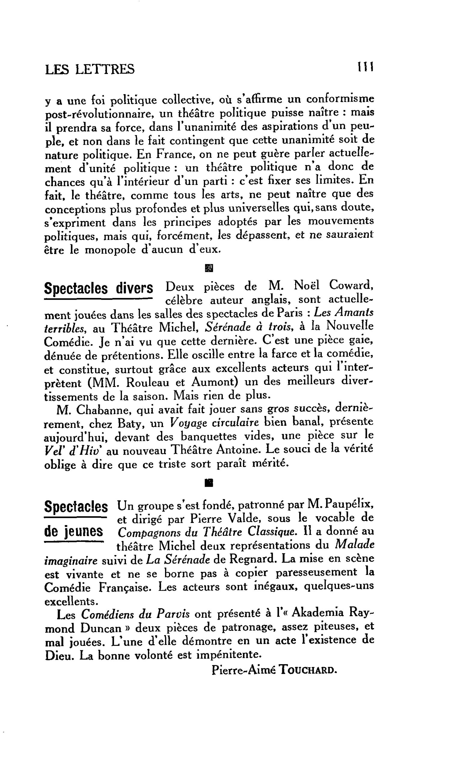 LES LETTRES : Spectacles de jeunes