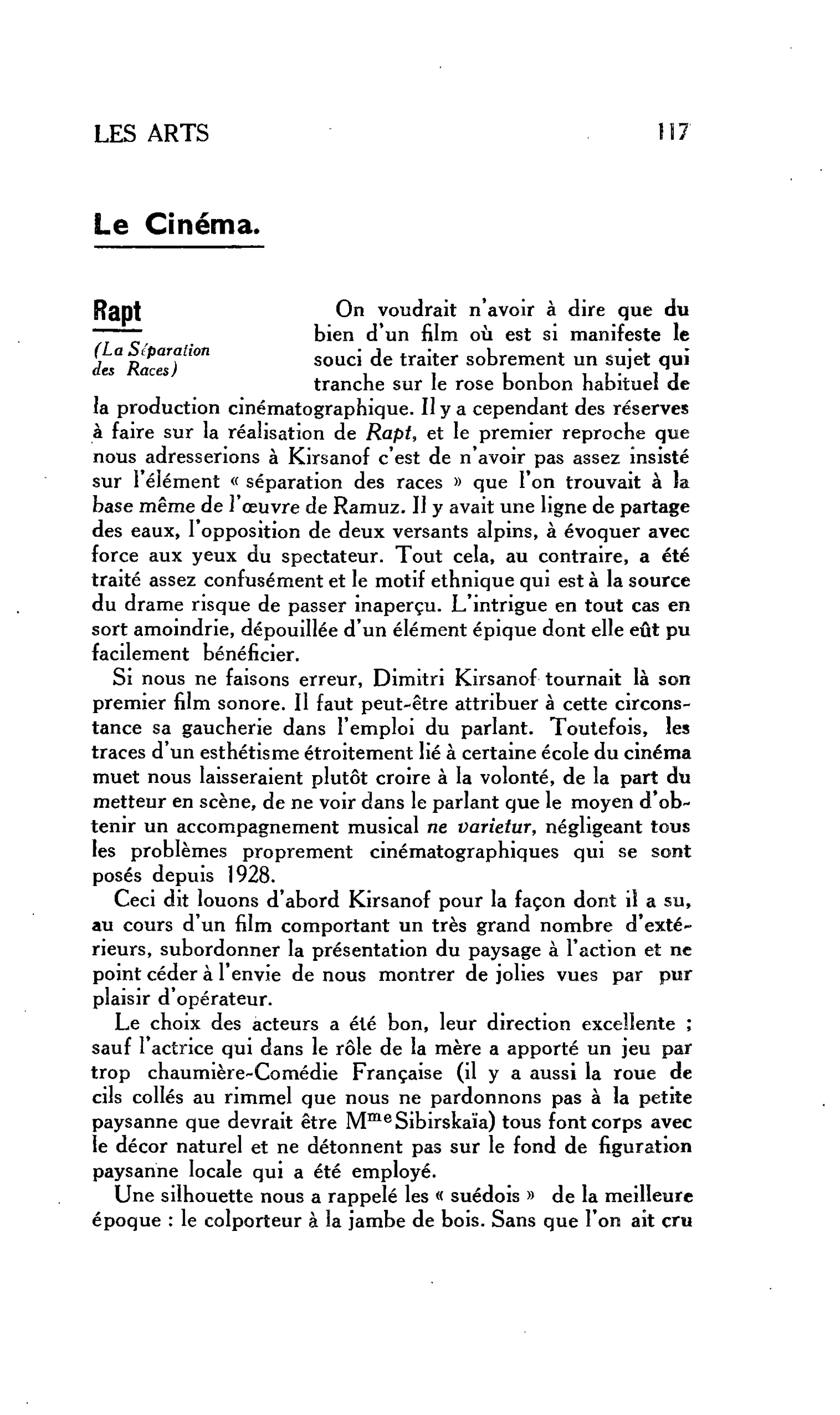 Le Cinéma Rapt (La Séparation des Races)