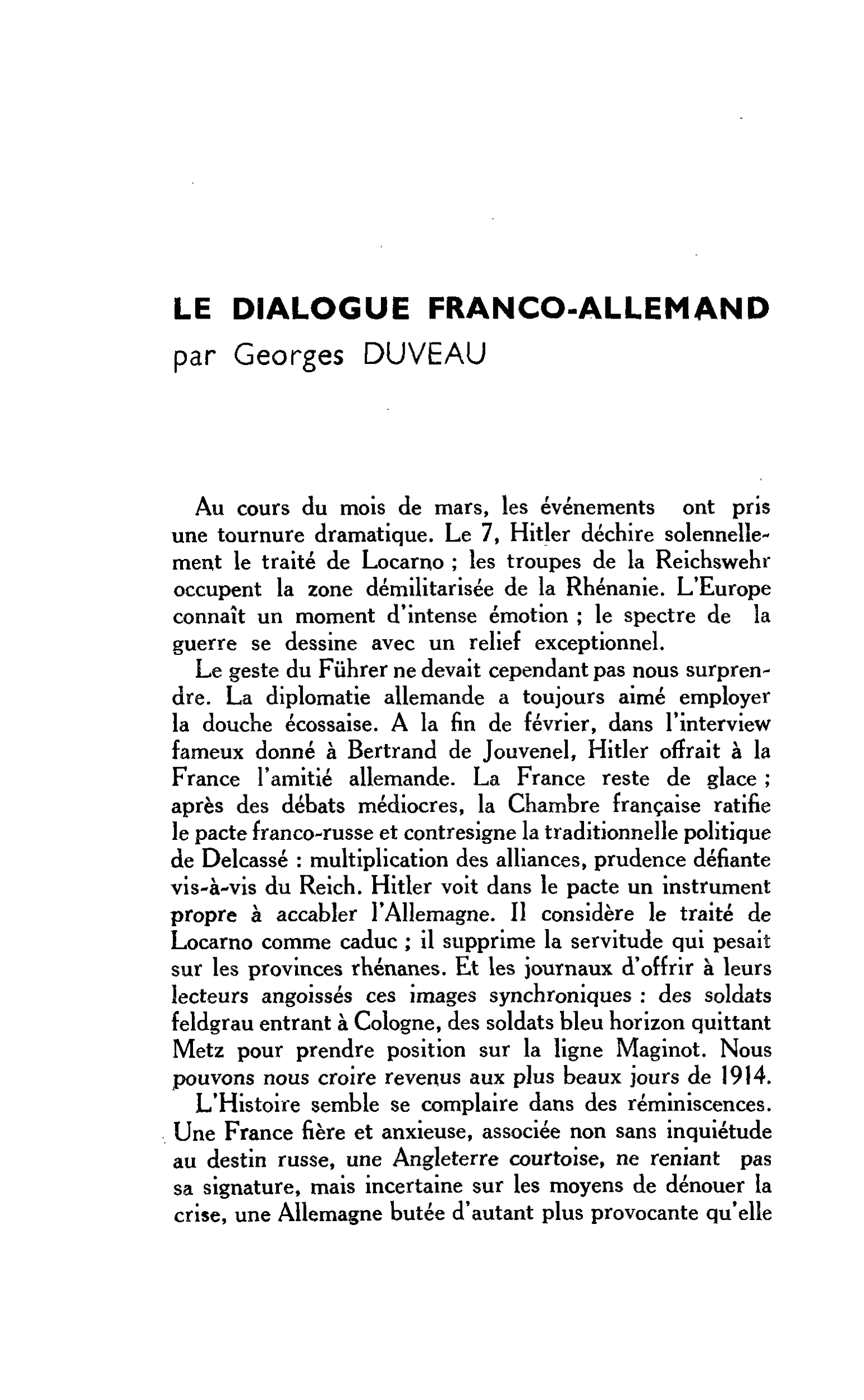 LE DIALOGUE FRANCO-ALLEMAND