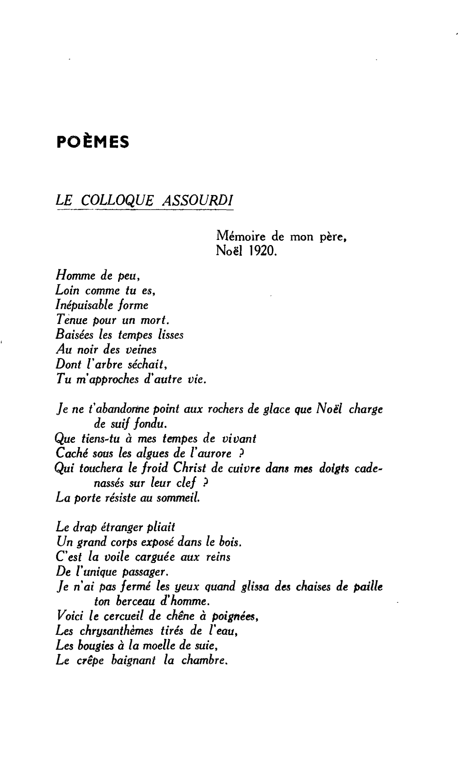 POÈMES LE COLLOQUE ASSOURDI