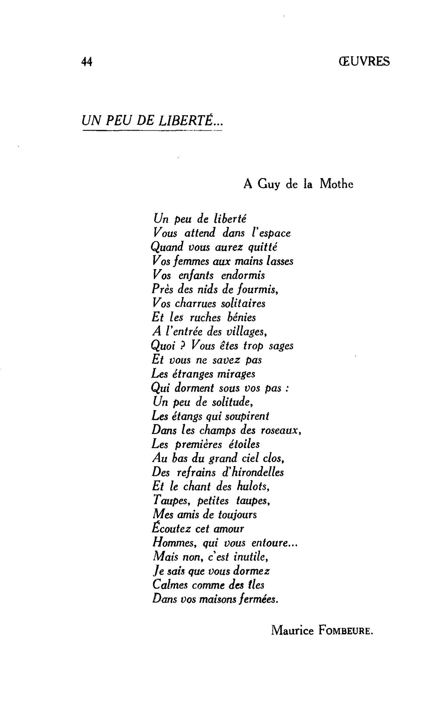 POÈMES : UN PEU DE LIBERTÉ