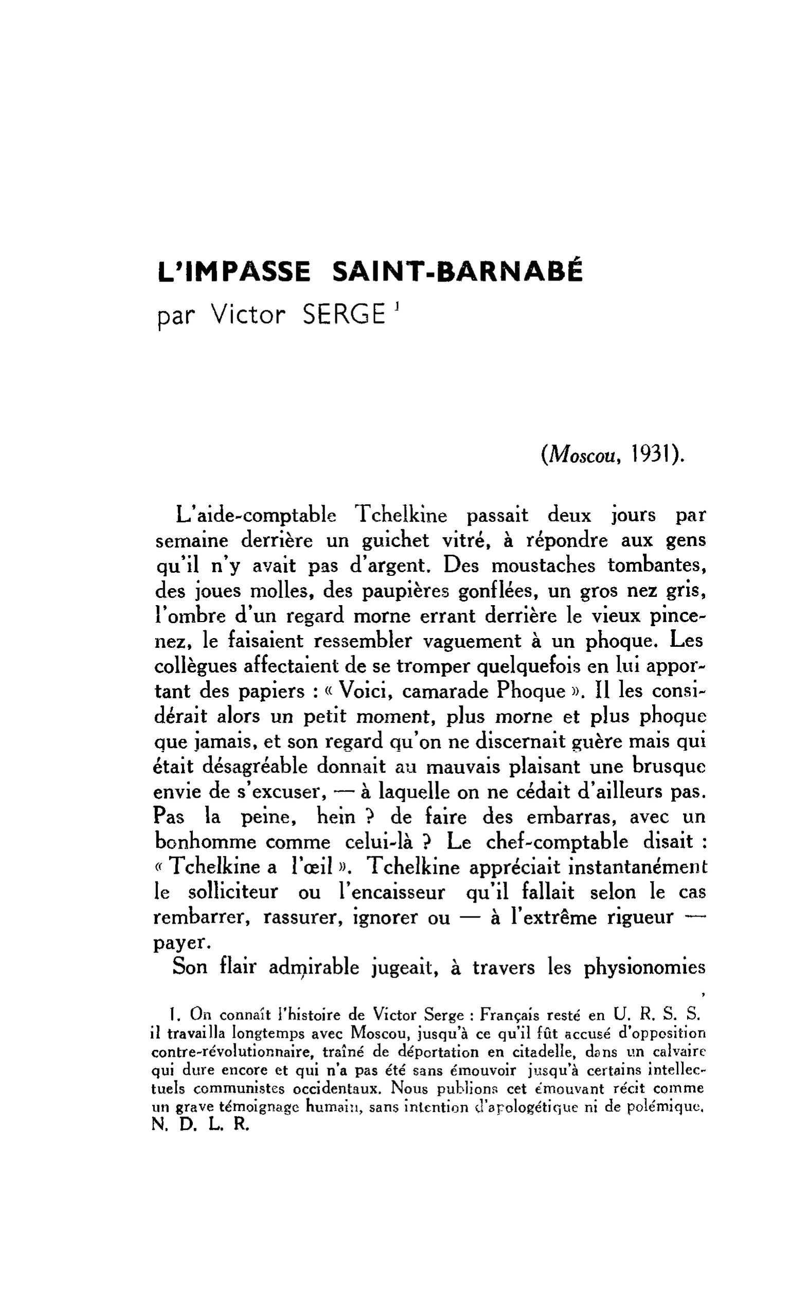 L’IMPASSE SAINT-BARNABÉ