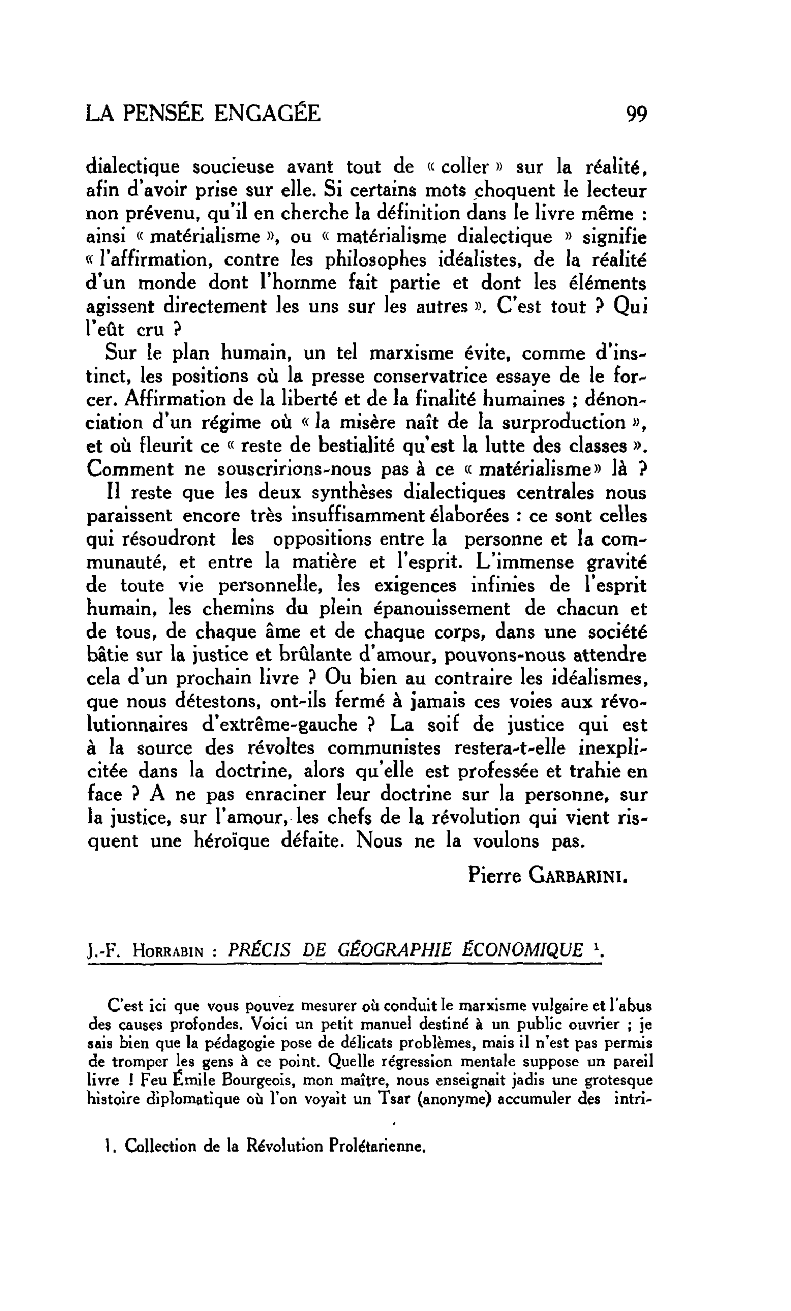 LA PENSÉE ENGAGÉE. J.-F. Horrabin : PRÉCIS DE GÉOGRAPHIE ÉCONOMIQUE