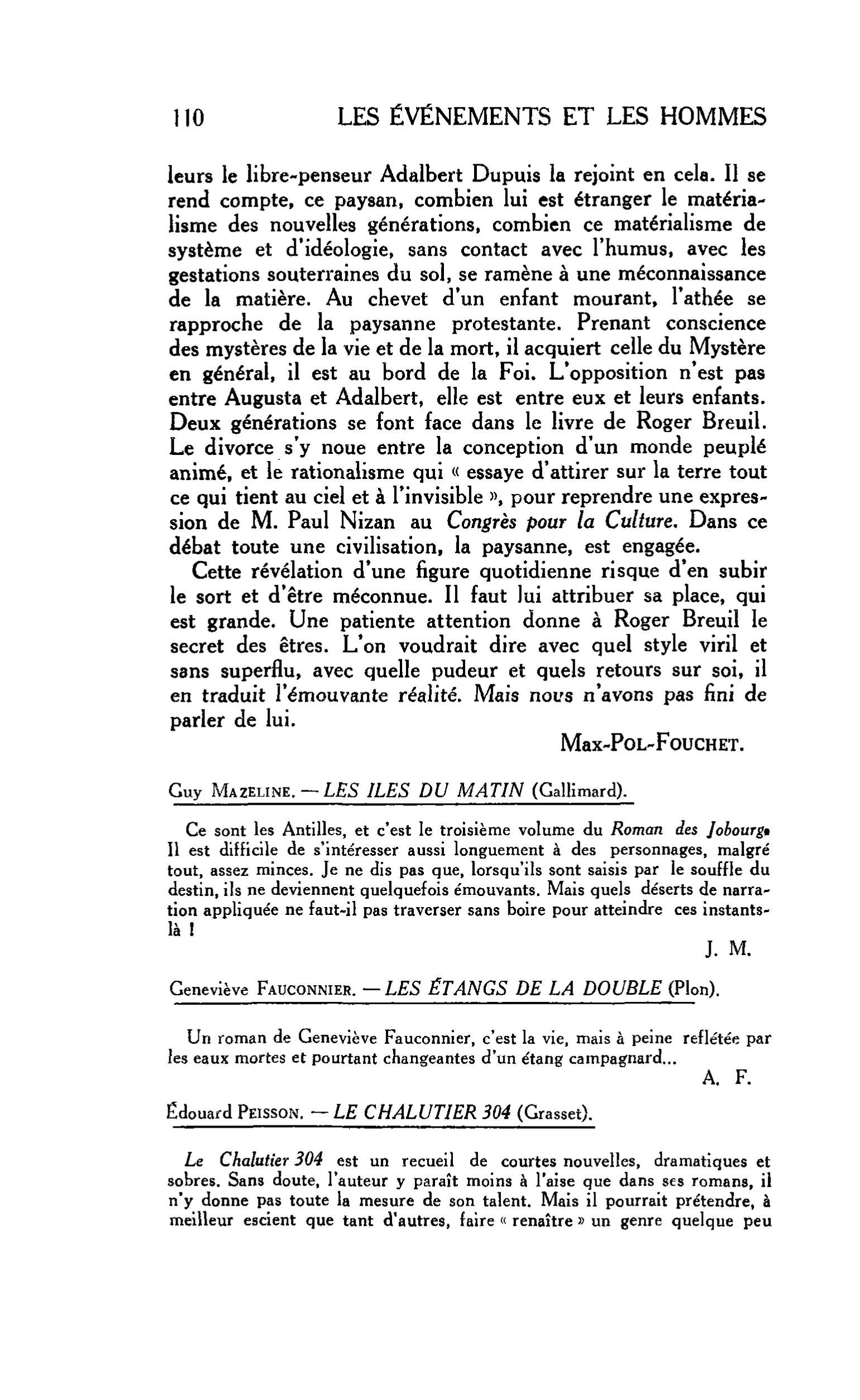 LES LETTRES : Guy MazEline. - LES ILES DU MATIN