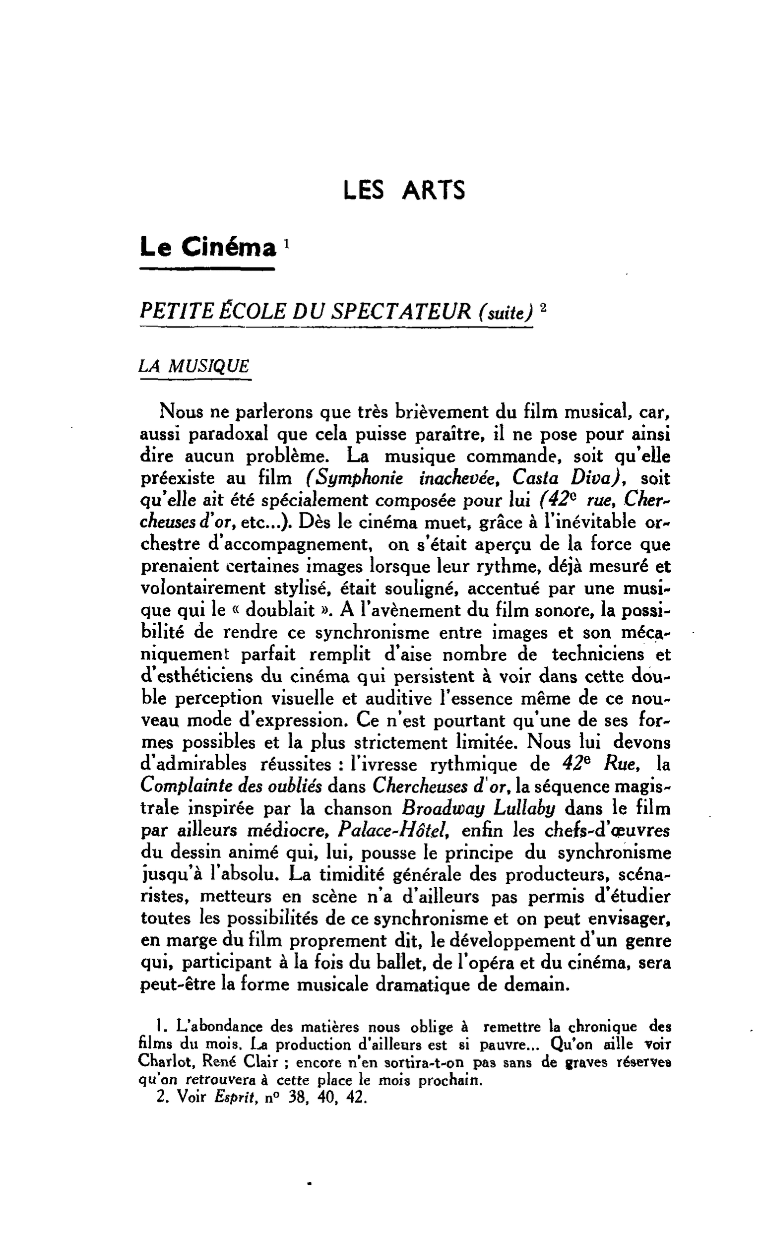 LES ARTS. Le Cinéma : PETITE ÉCOLE DU SPECTATEUR (suite)