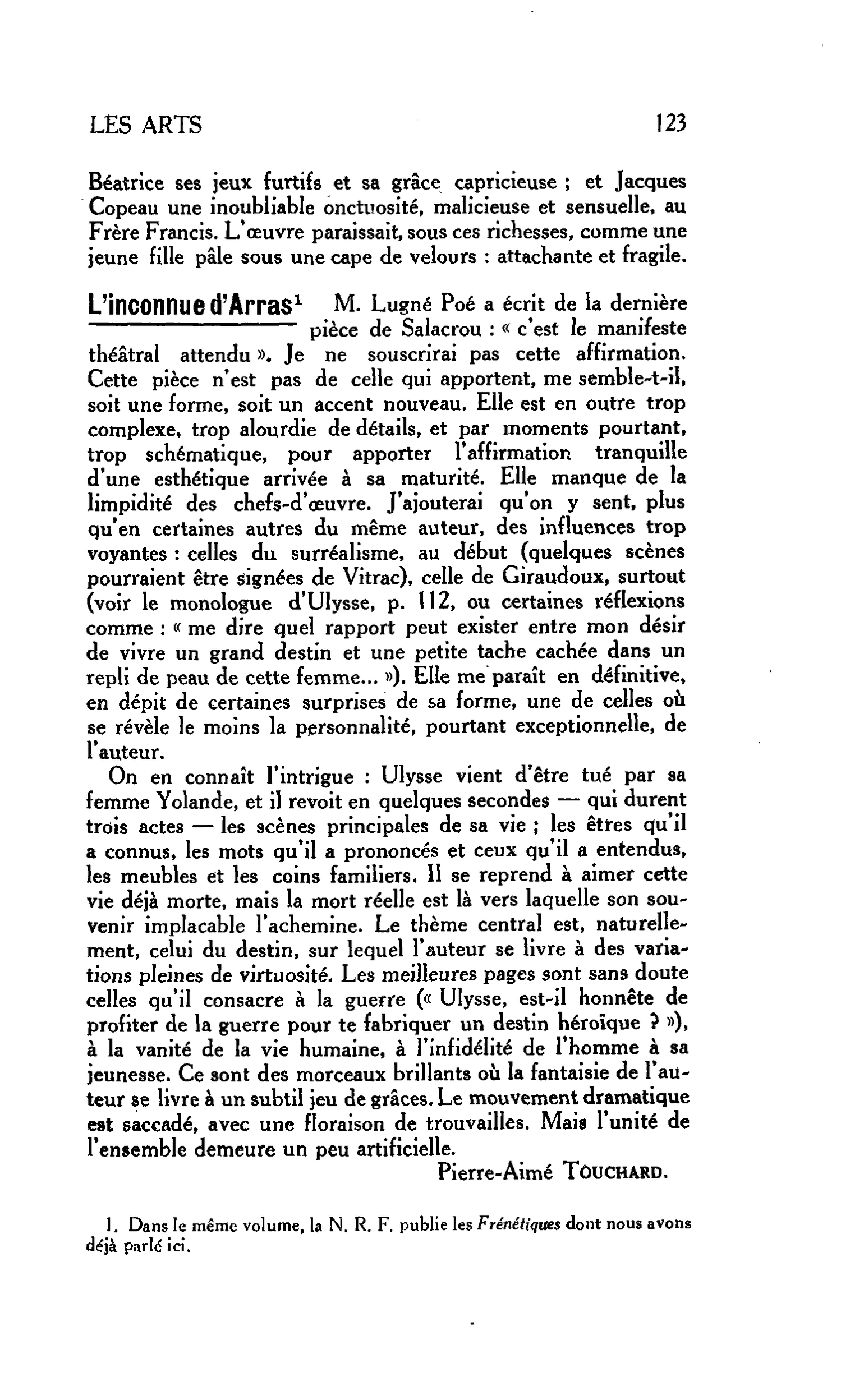 LES ARTS : L’inconnue d’Arras