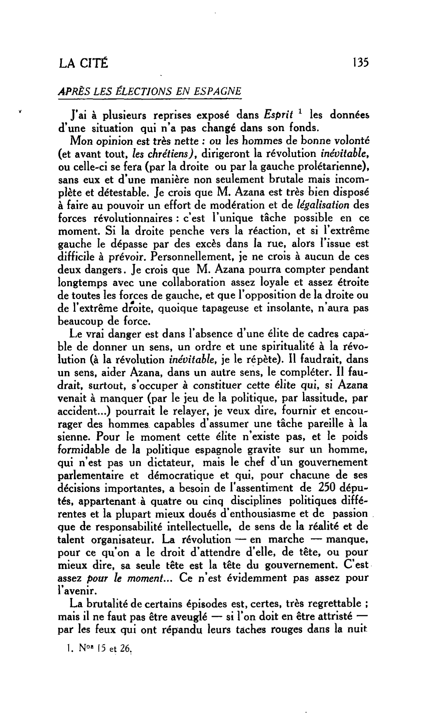 LA CITÉ : APRÈS LES ÉLECTIONS EN ESPAGNE