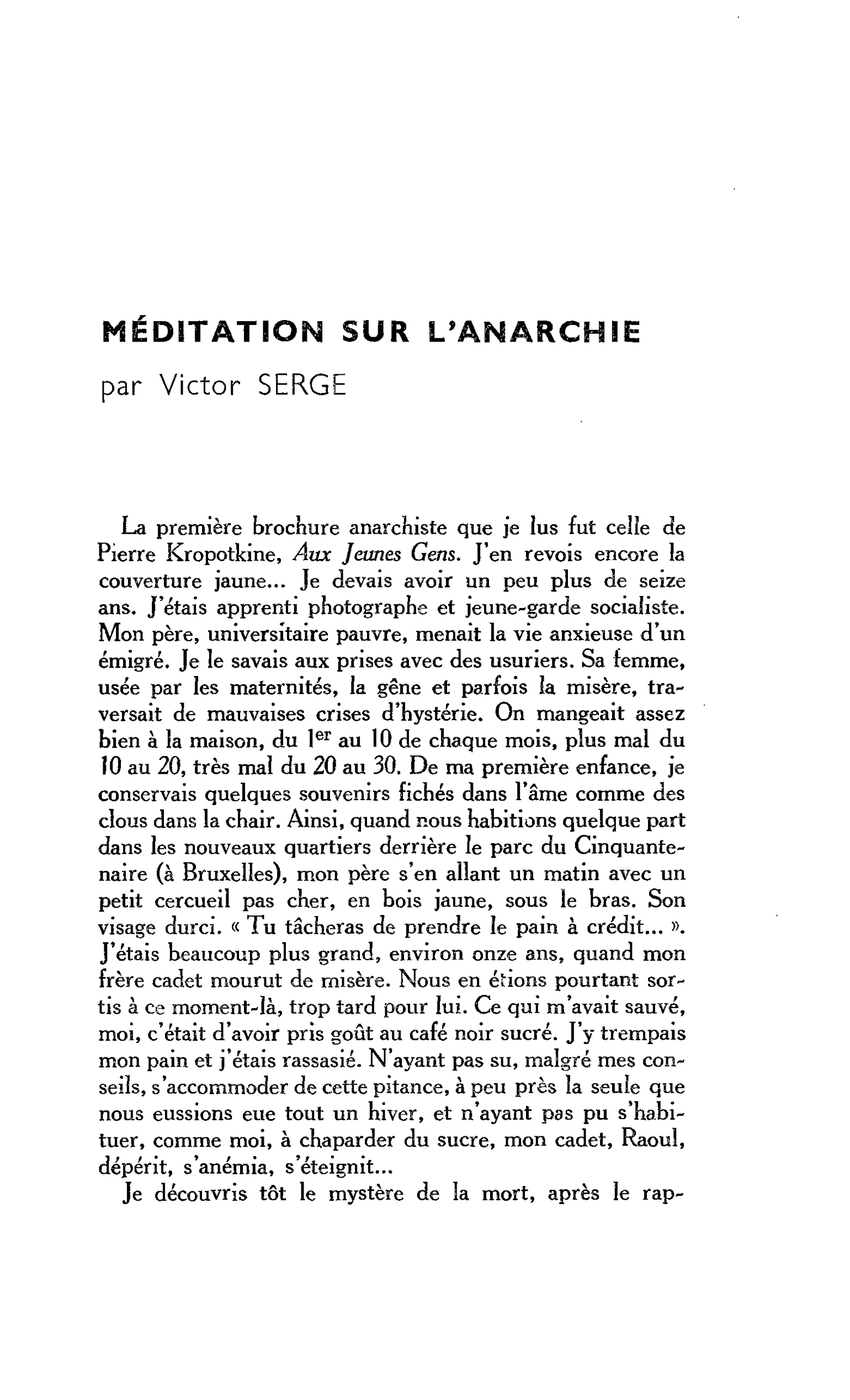 MÉDITATION SUR L’ANARCHIE
