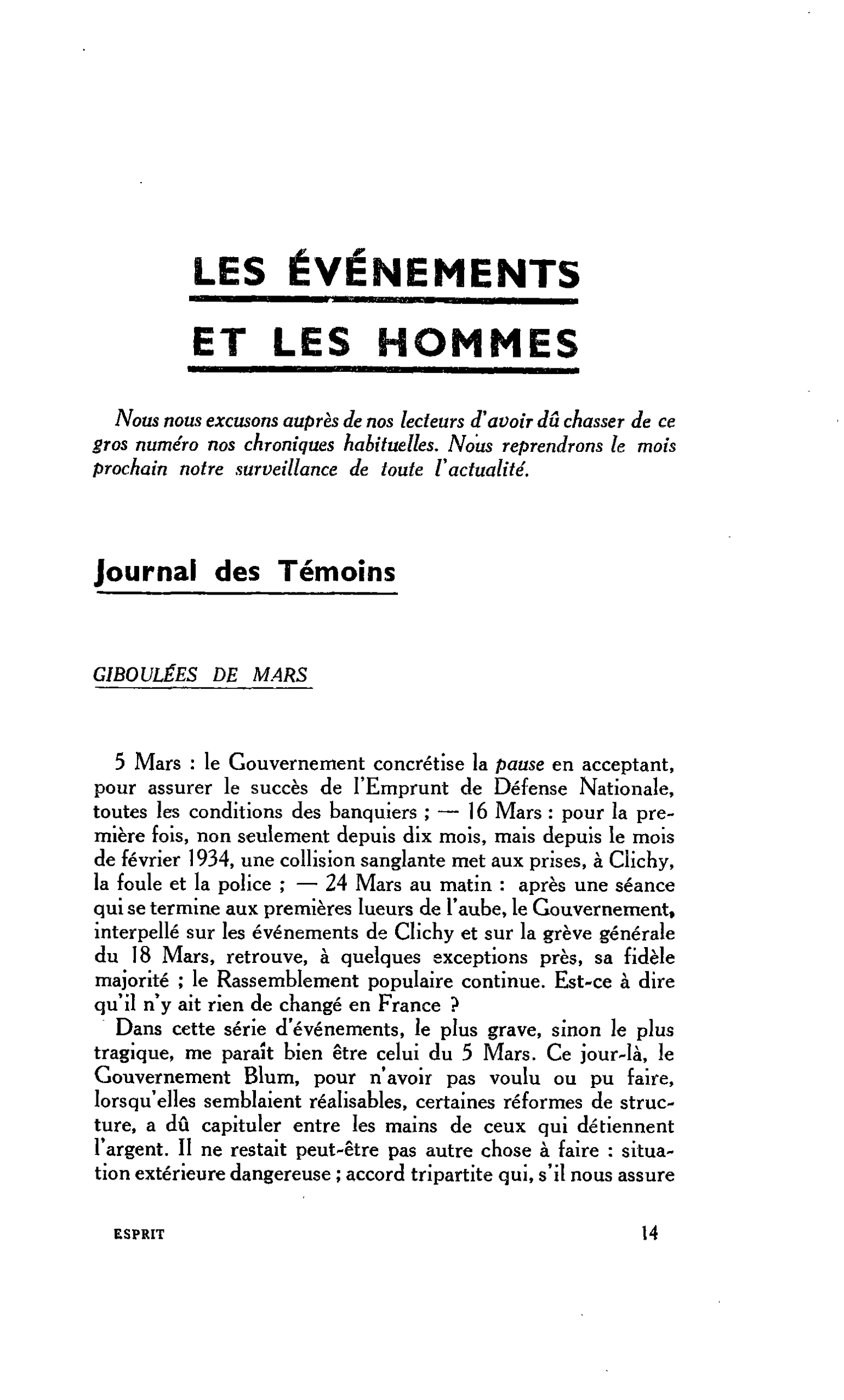 Journal des Témoins : GIBOULÉES DE MARS