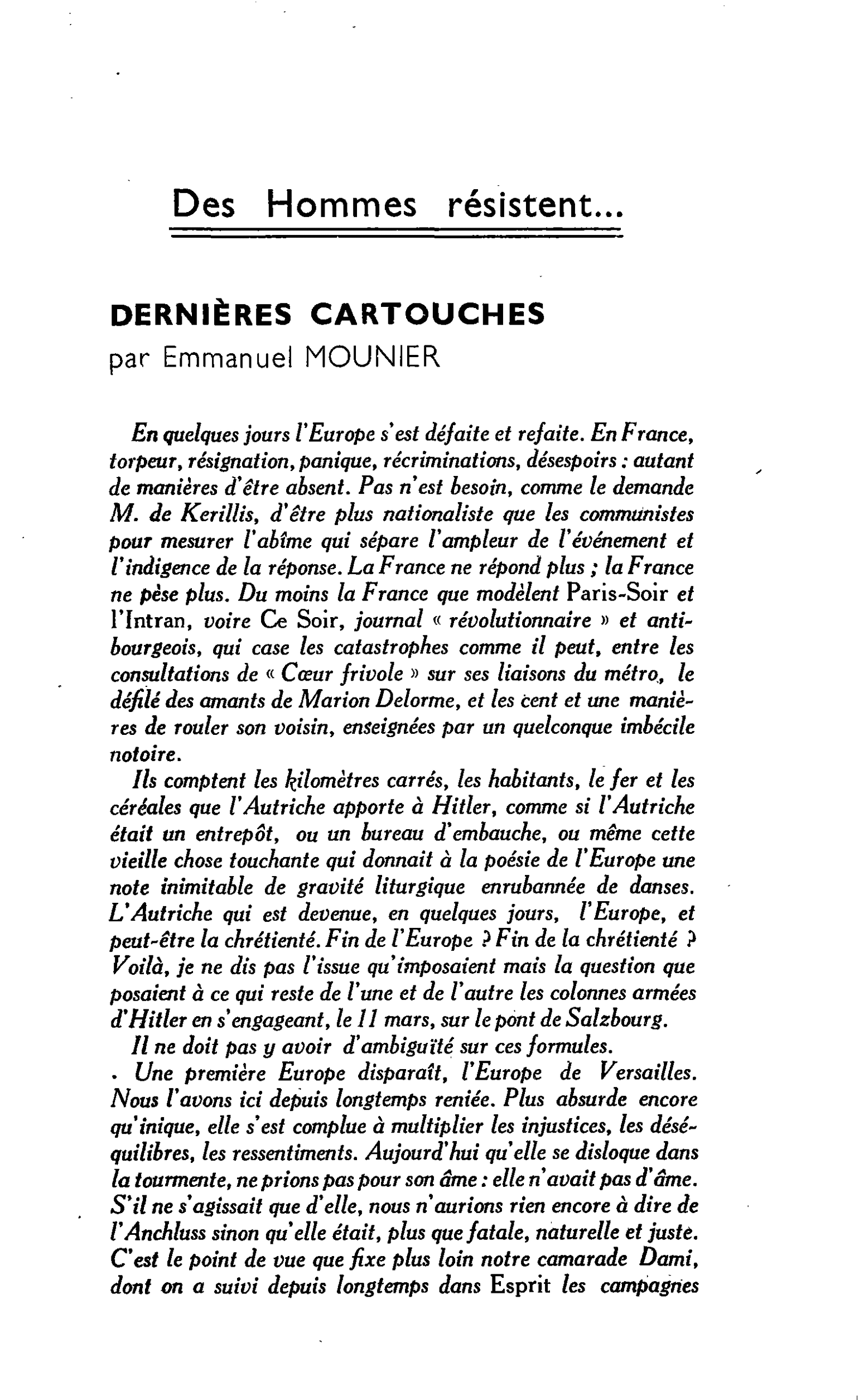DERNIÈRES CARTOUCHES