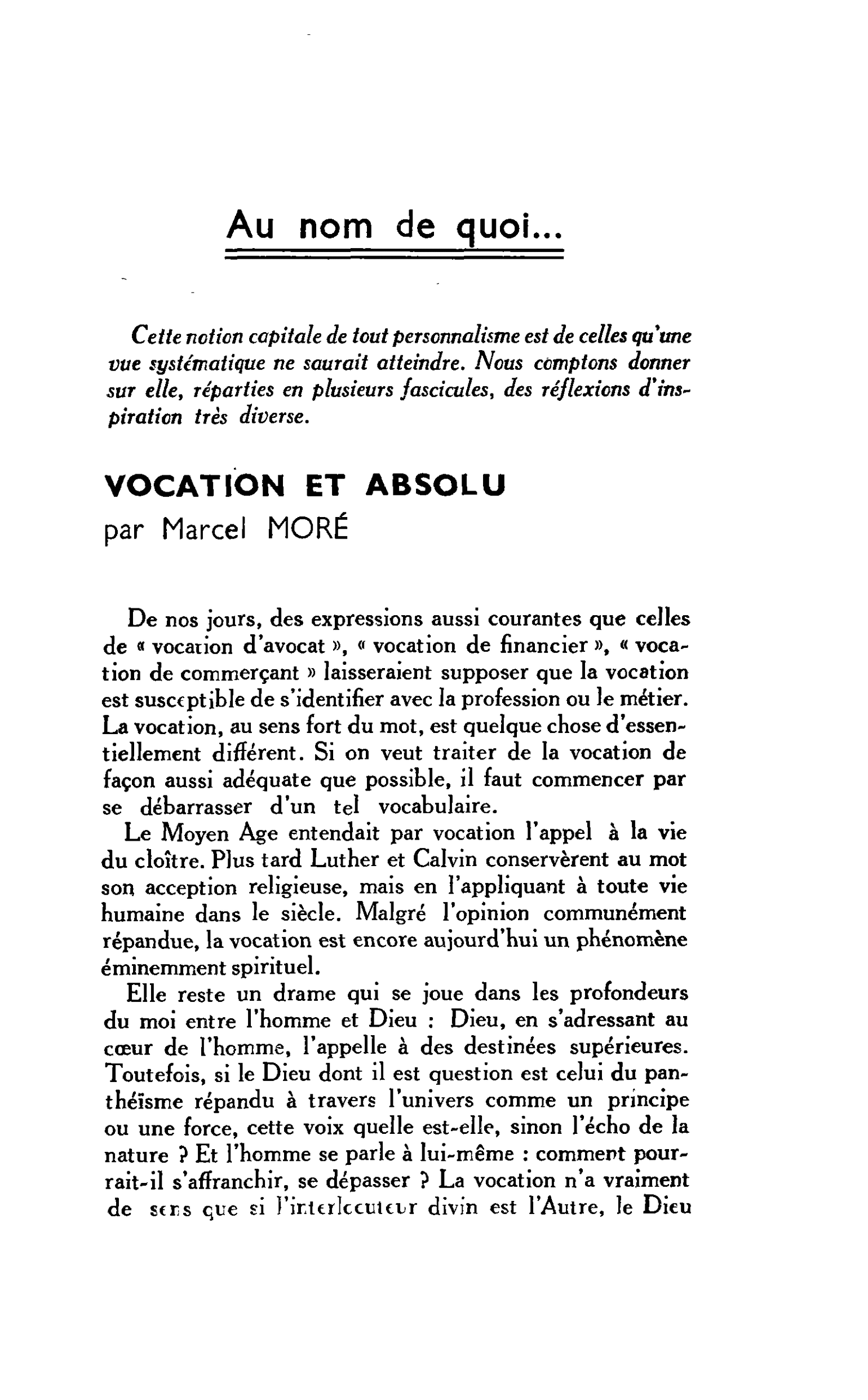 Au nom de quoi…