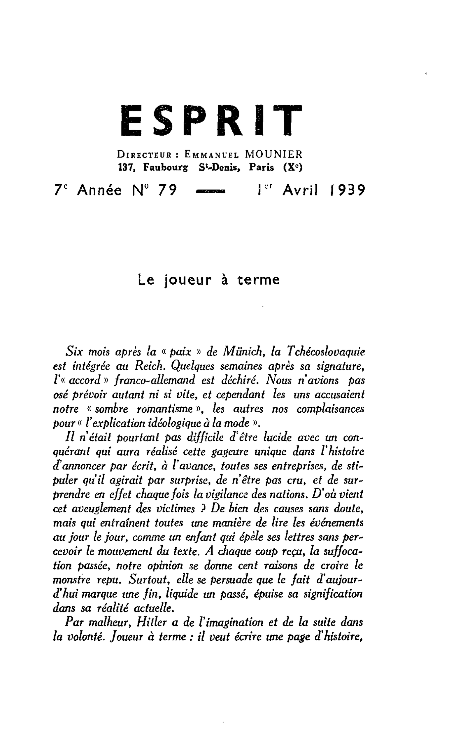 Le joueur à terme