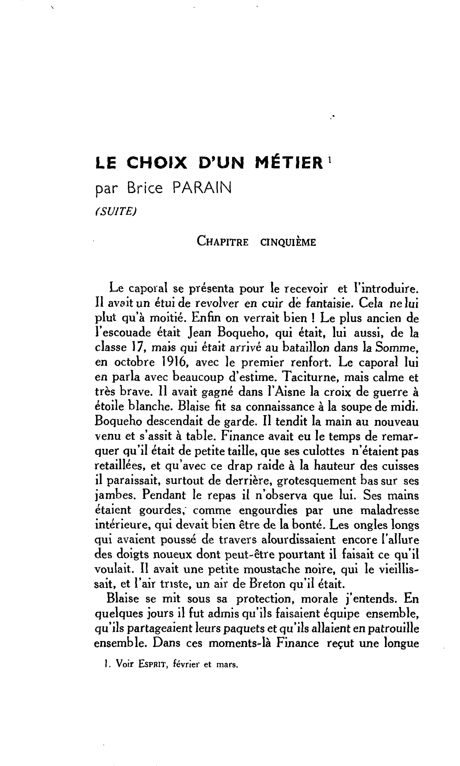 LE CHOIX D’UN MÉTIER
