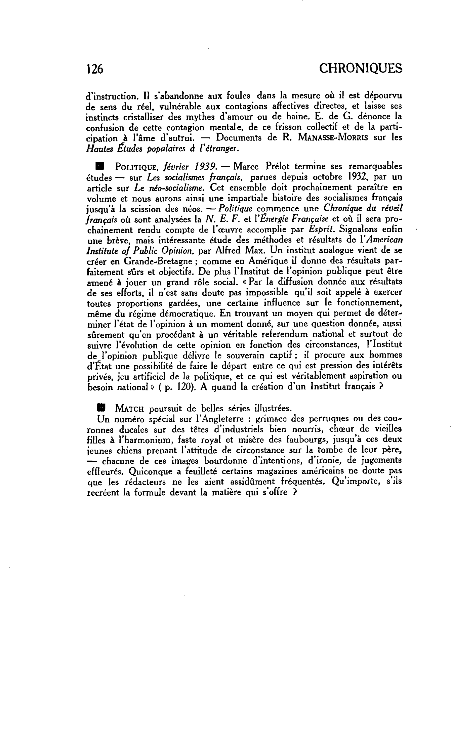 Politique, février 1939