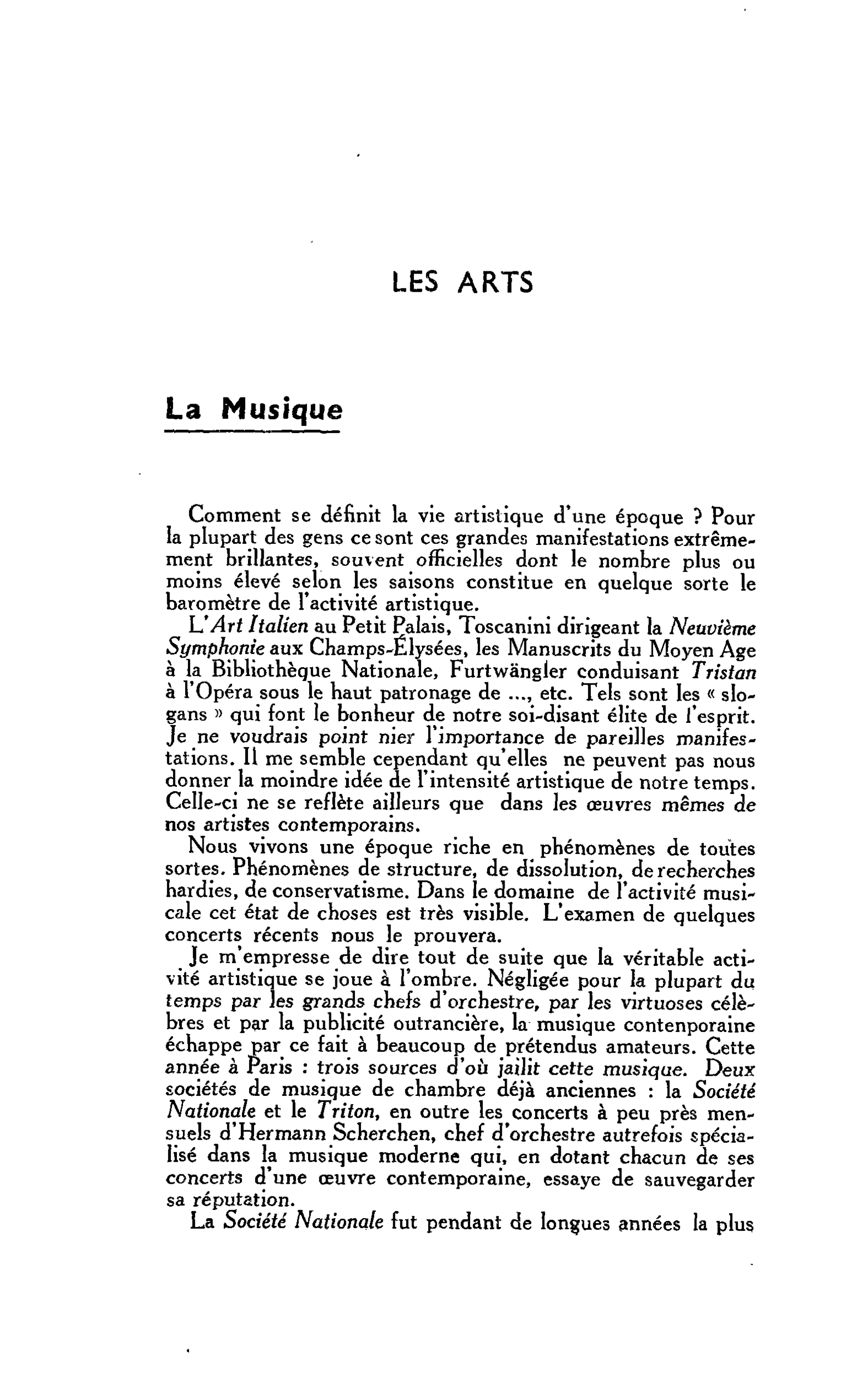 LES ARTS. La Musique