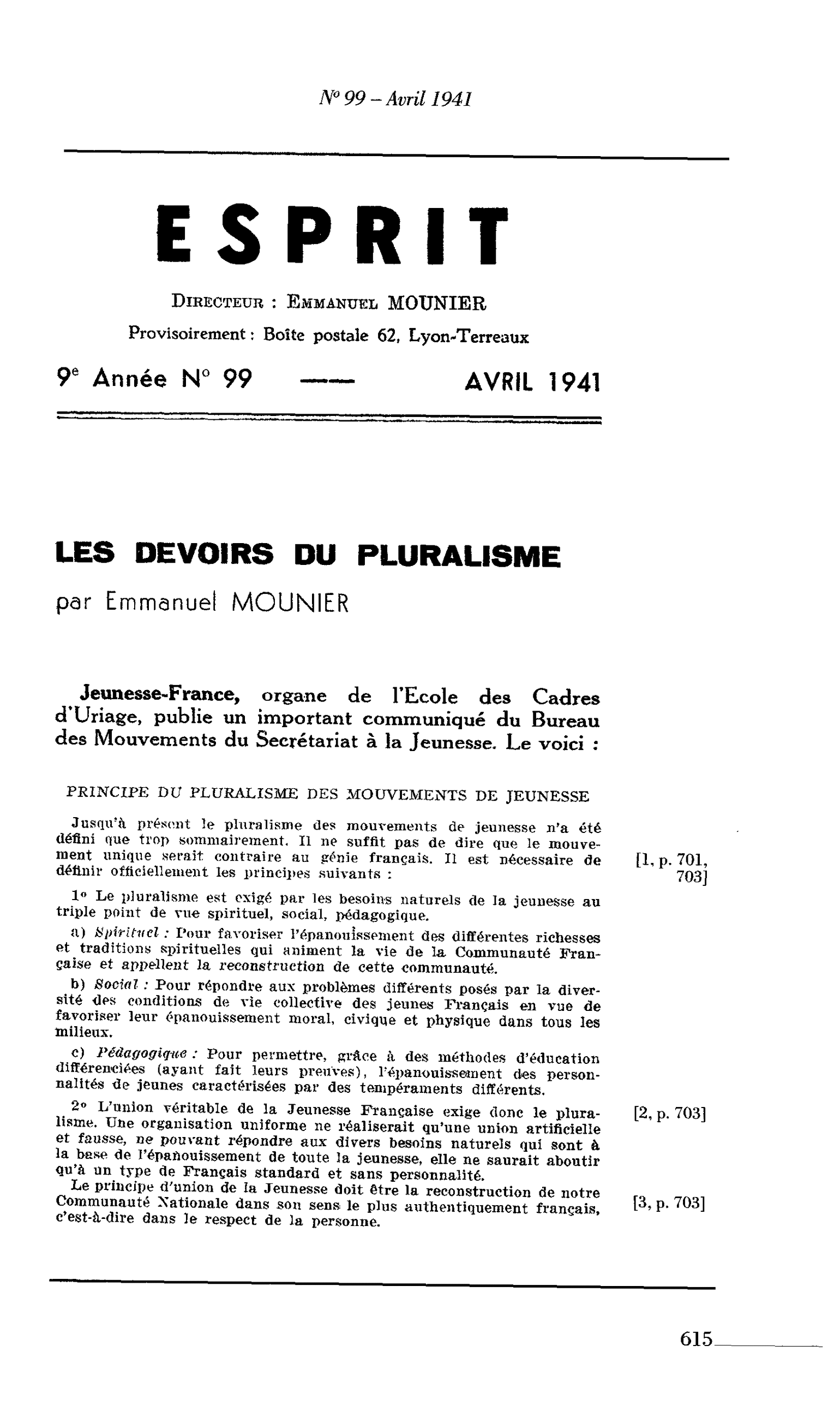 LES DEVOIRS DU PLURALISME