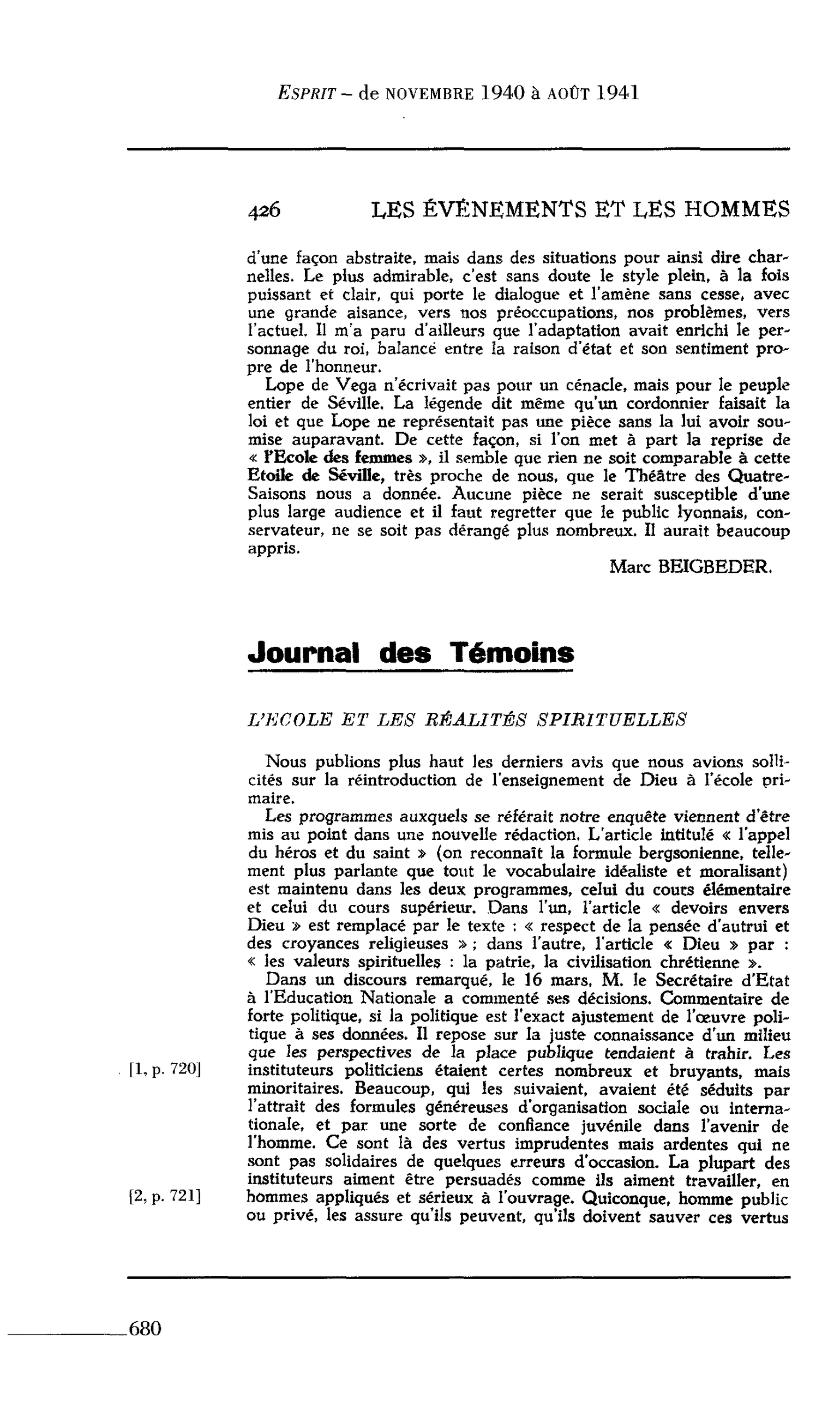 Journal des Témoins : L’ECOLE ET LES RÉALITÉS SPIRITUELLES