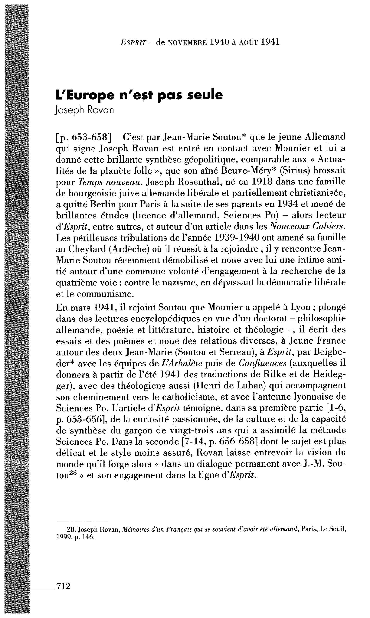 L’Europe n’est pas seule (par Rovan Joseph)