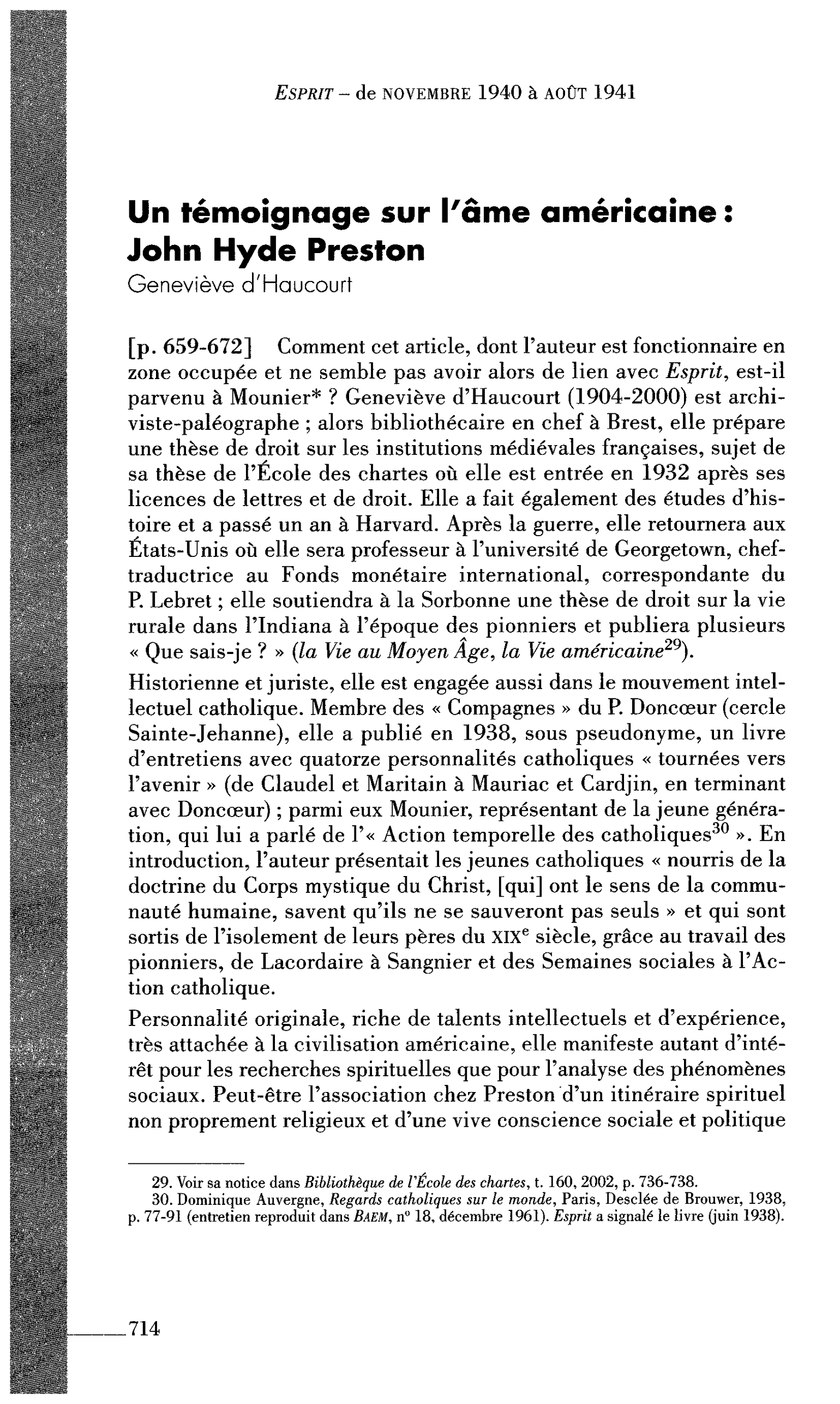 Un témoignage sur l’âme américaine : John Hyde Preston (par Hautcourt Geneviève (d’))