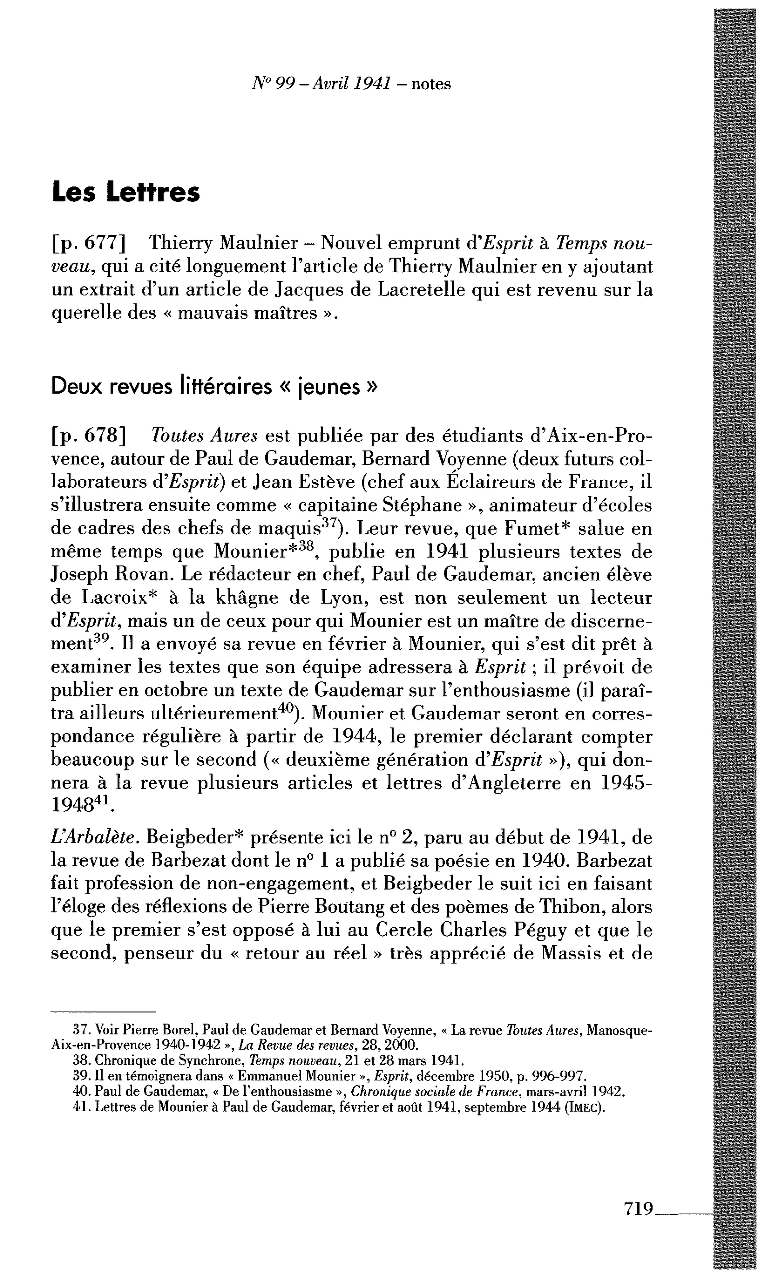 Les Lettres : Deux revues littéraires « jeunes »)