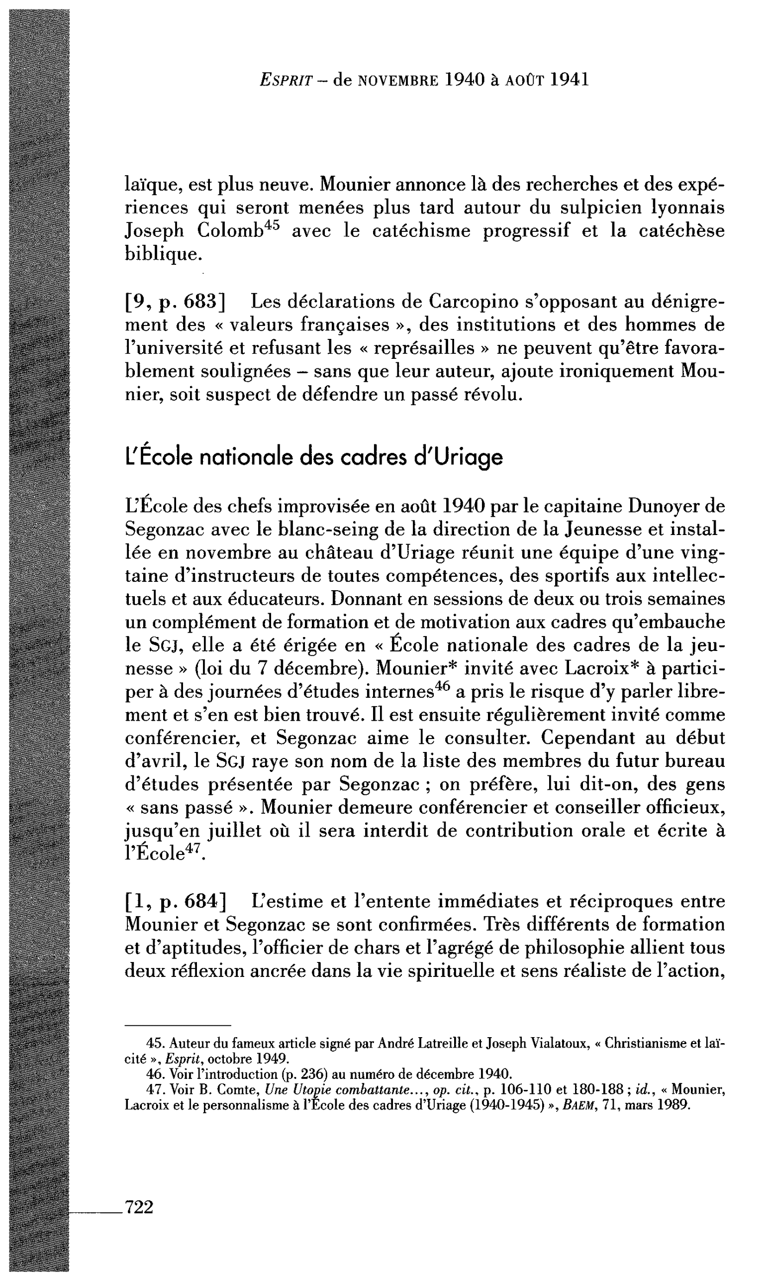 Journal des Témoins : L’École nationale des cadres d’Uriage