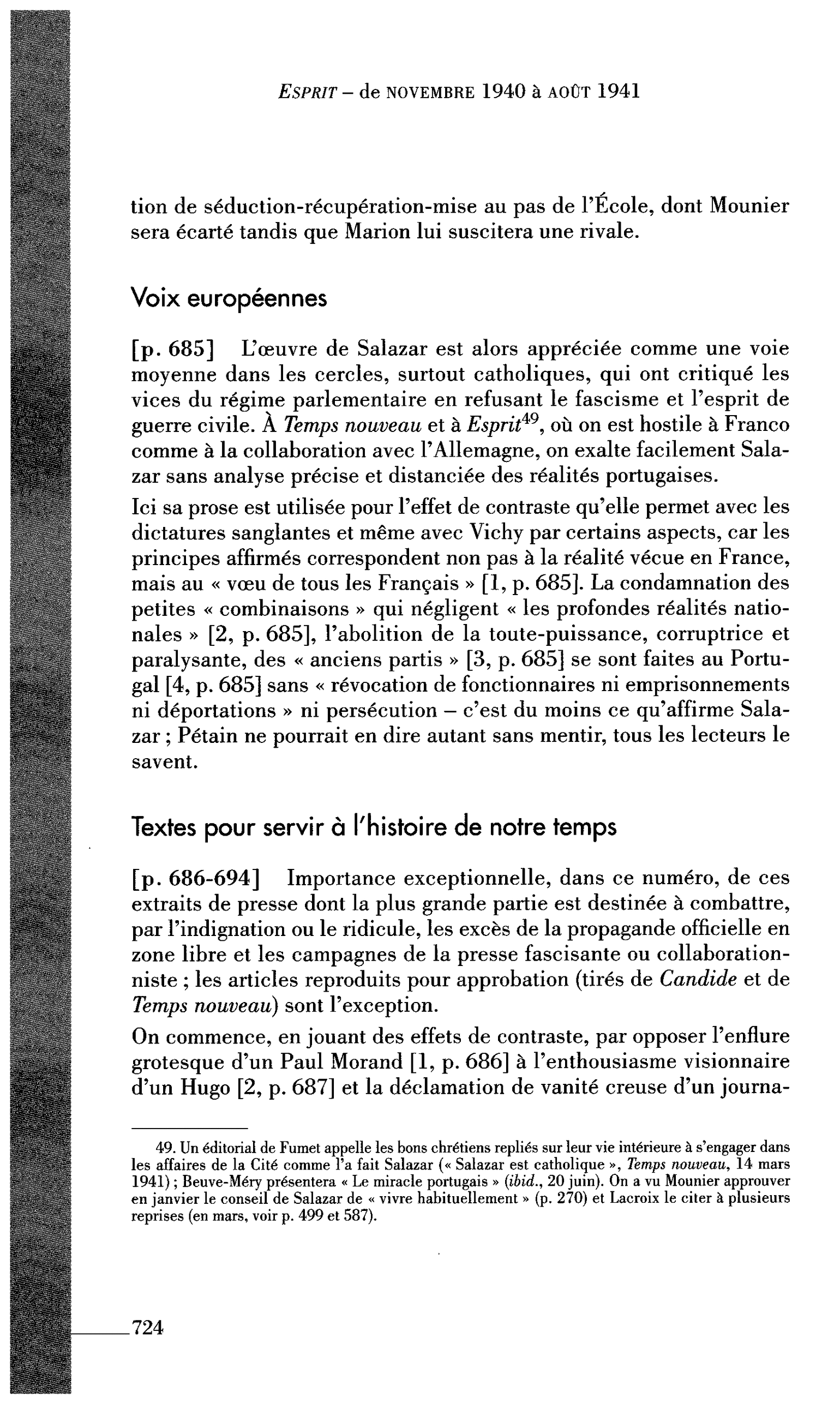 Textes pour servir à l’histoire de notre temps