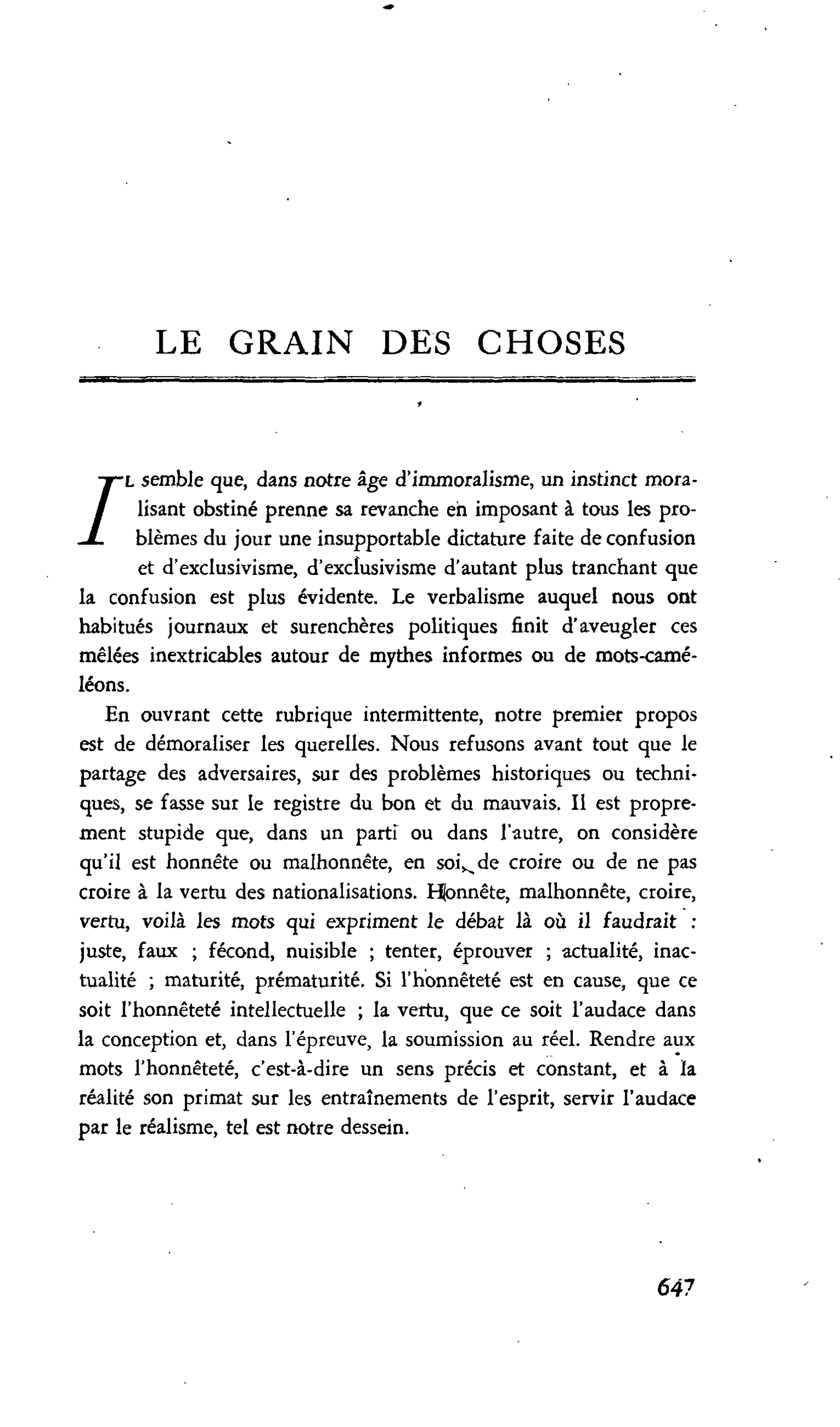 LE GRAIN DES CHOSES