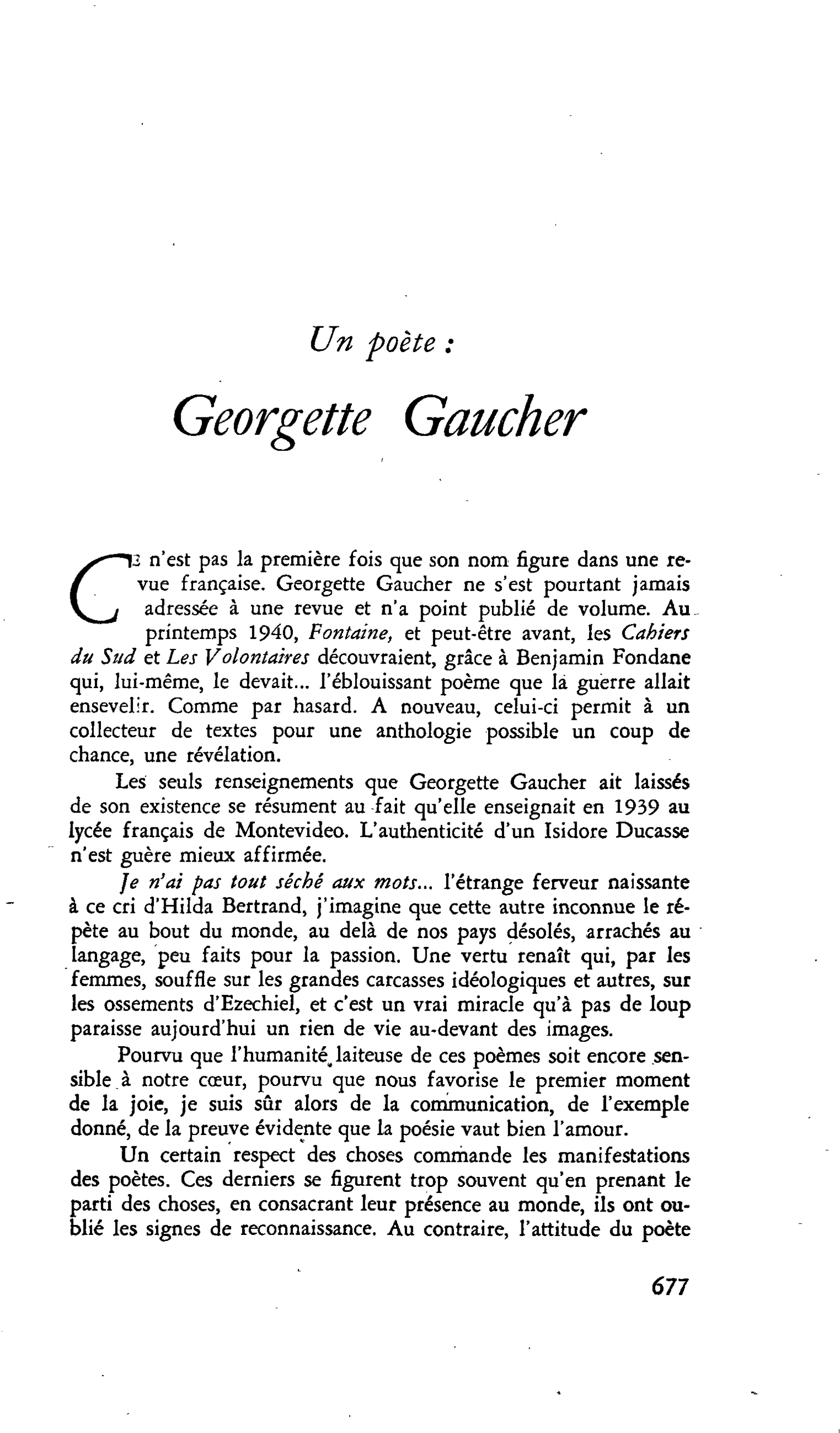 Un poète : Georgette Gaucher